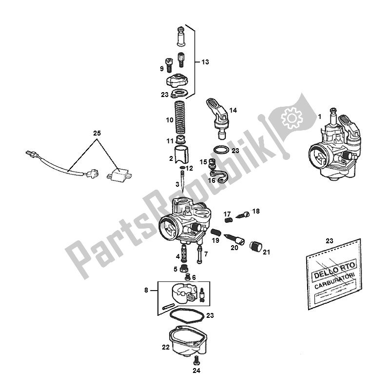 Alle onderdelen voor de Carburateur van de Derbi Senda SM DRD O. M. 50 2000 - 2005