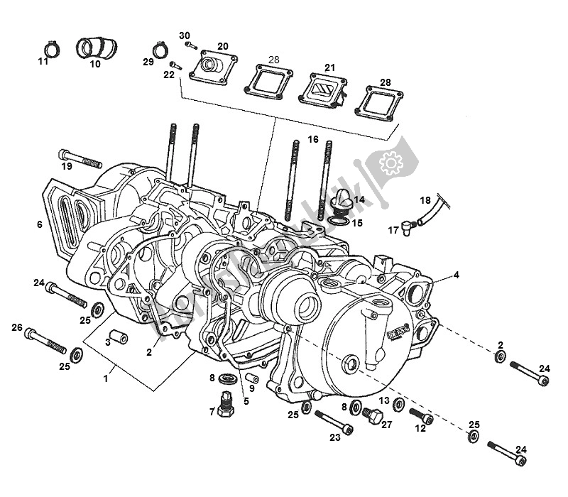 All parts for the Crankcase of the Derbi Senda SM DRD O. M. 50 2000 - 2005