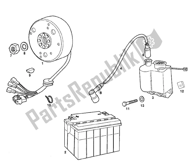 All parts for the Ignition of the Derbi Senda SM DRD O. M. 50 2000 - 2005
