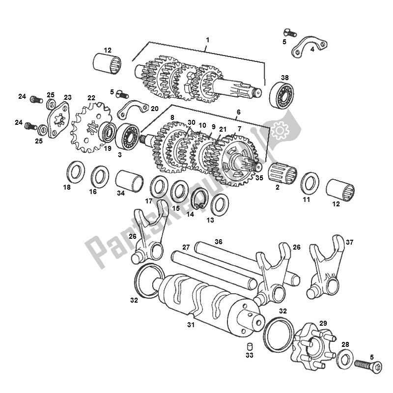 Toutes les pièces pour le Versnelling du Derbi Senda SM DRD O. M. 50 2000 - 2005