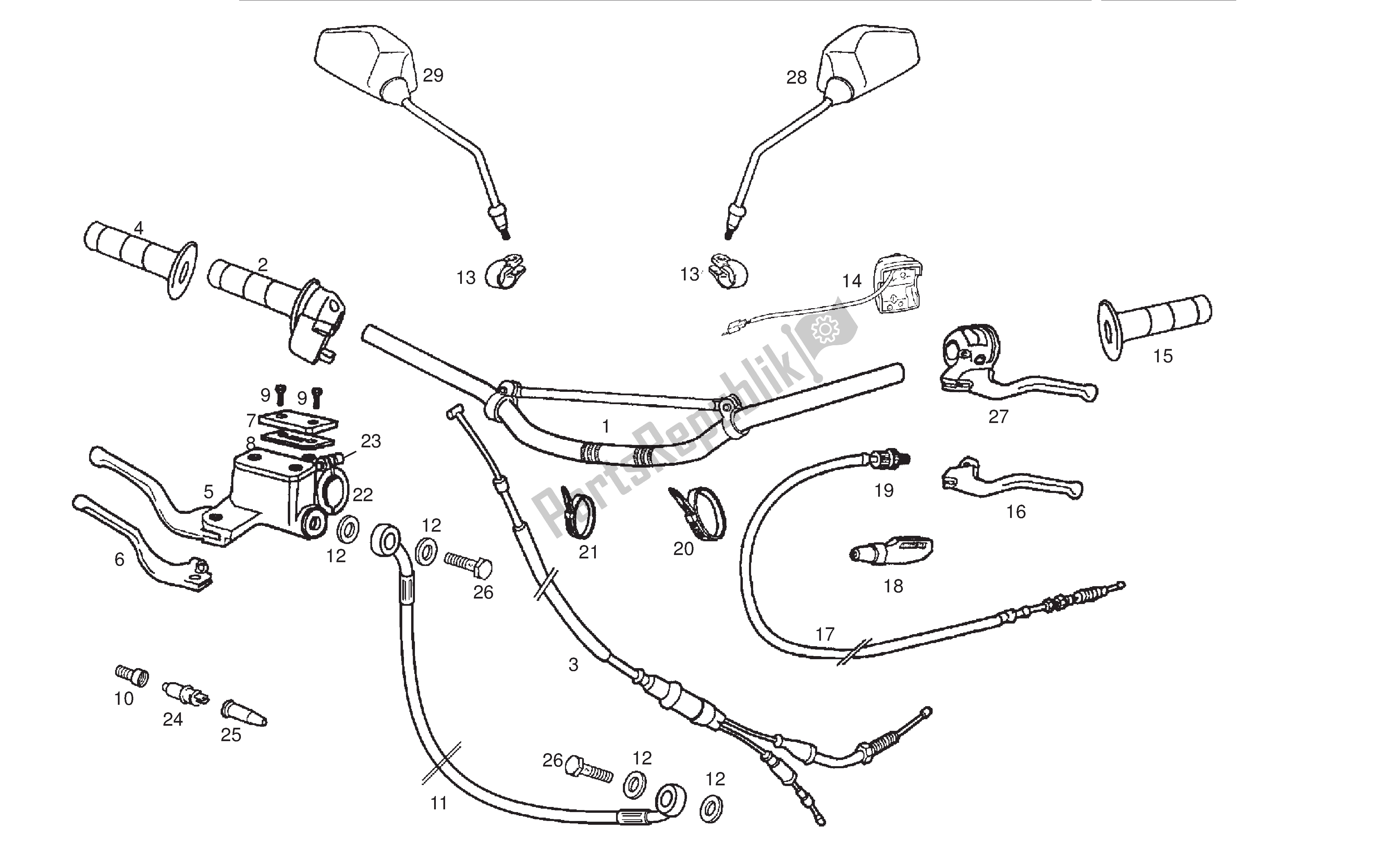 All parts for the Handlebar And Controls of the Derbi Senda DRD SM 50 2005 - 2008