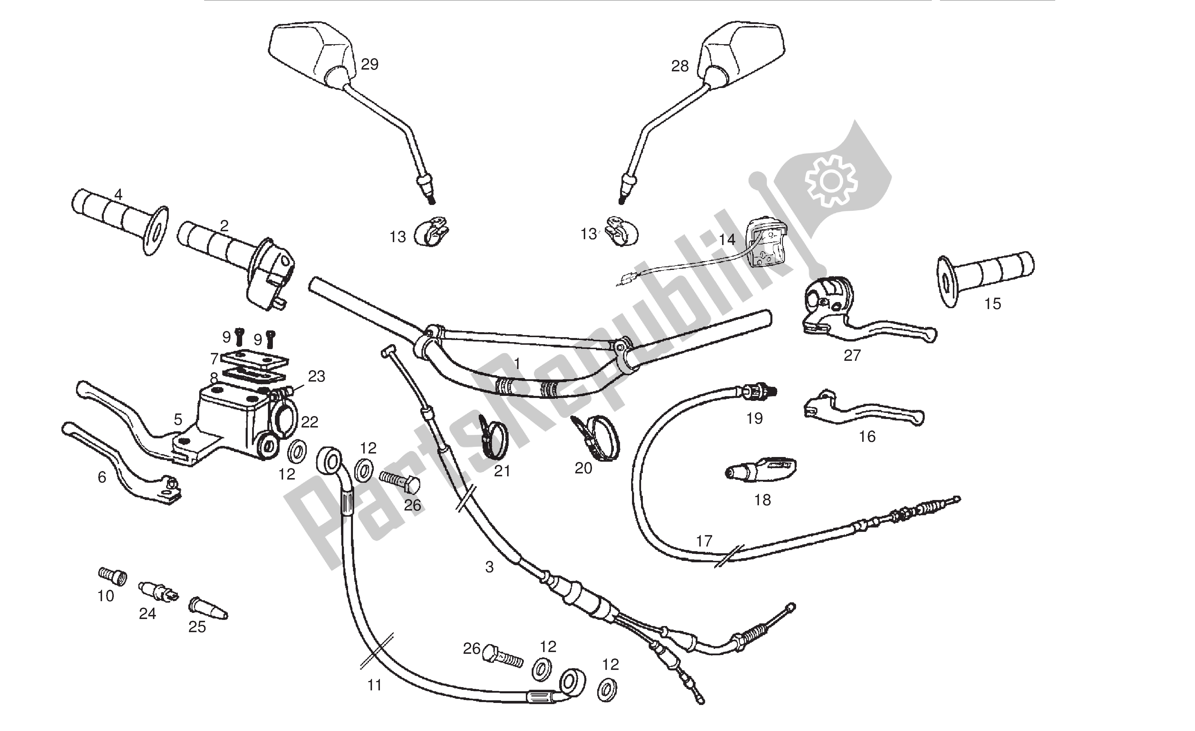 All parts for the Handlebar And Controls of the Derbi Senda DRD SM 50 2005 - 2008