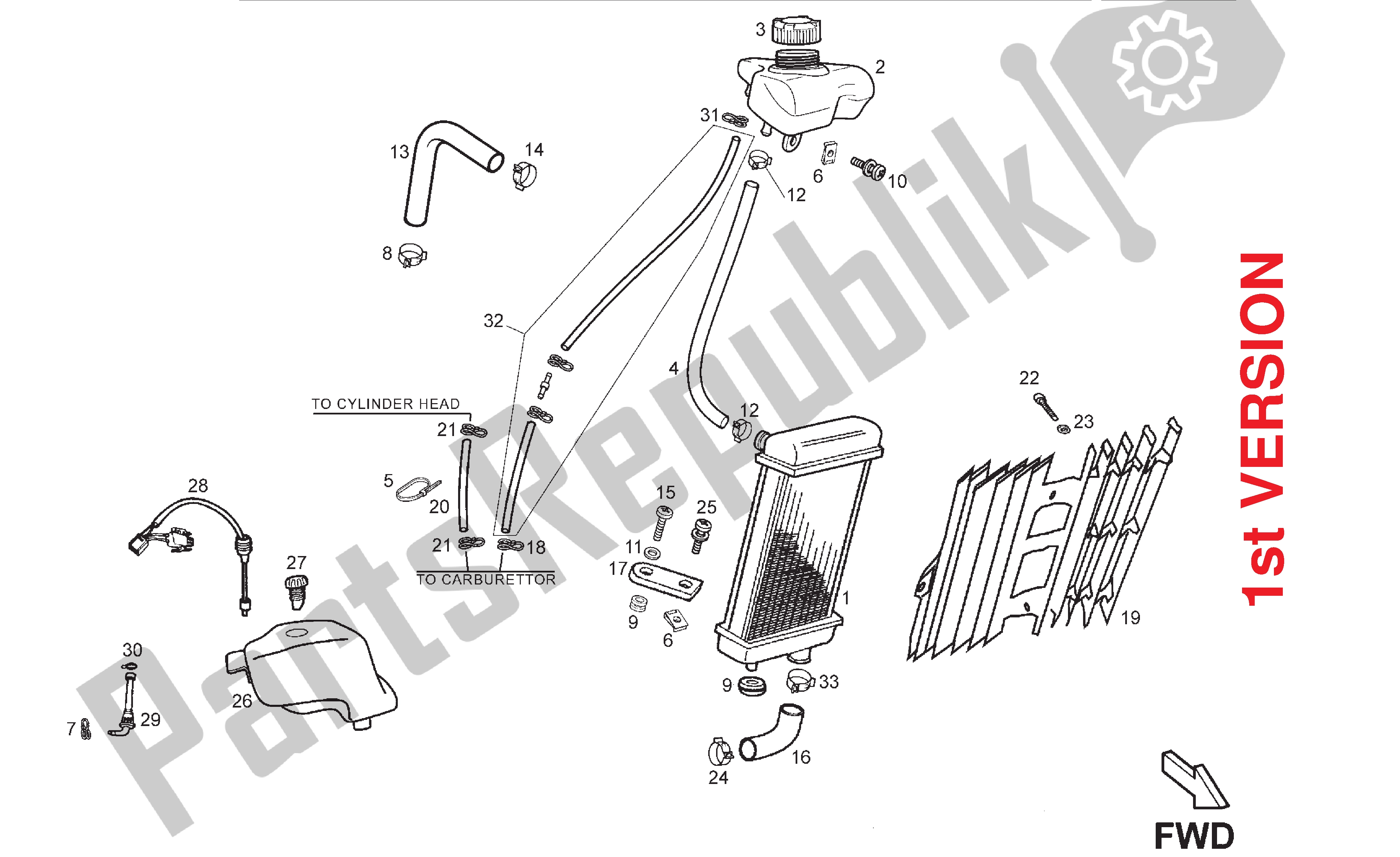 All parts for the Refrigeration System (1st Version) of the Derbi Senda DRD SM 50 2005 - 2008