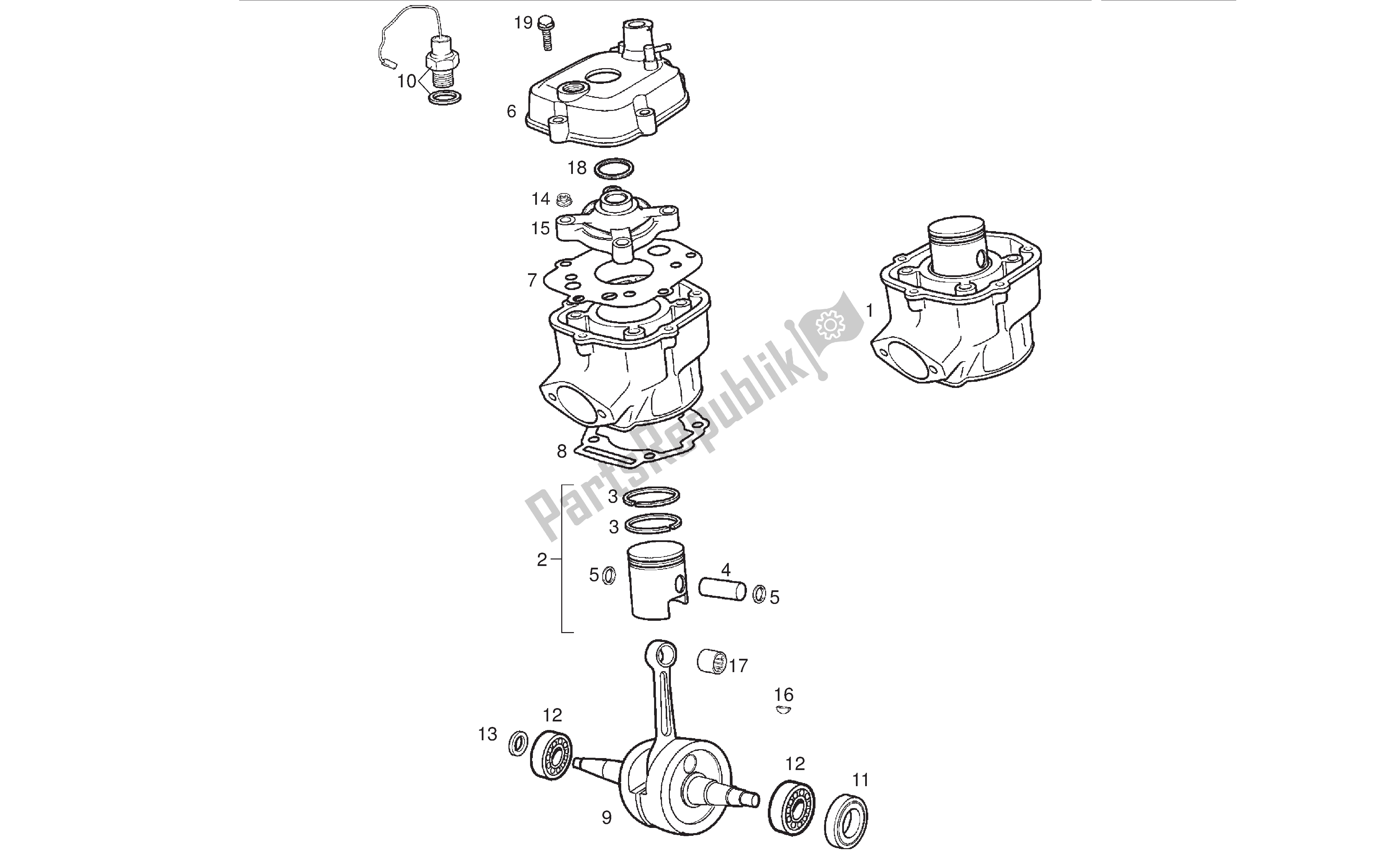 All parts for the Cr Anksha Ft Assy -cylinder And Piston of the Derbi Senda DRD SM 50 2005 - 2008