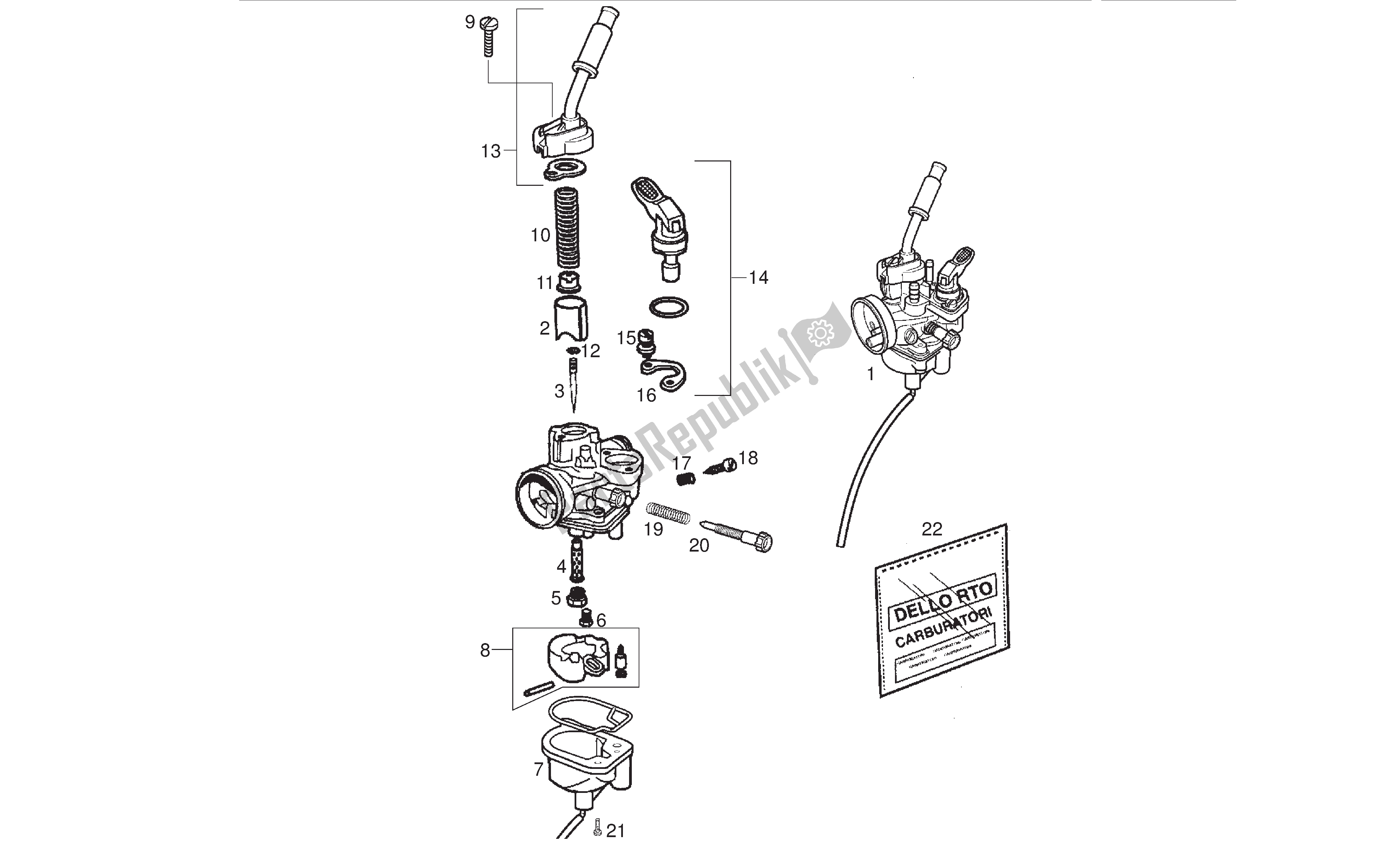 All parts for the Carburetor of the Derbi Senda DRD SM 50 2005 - 2008