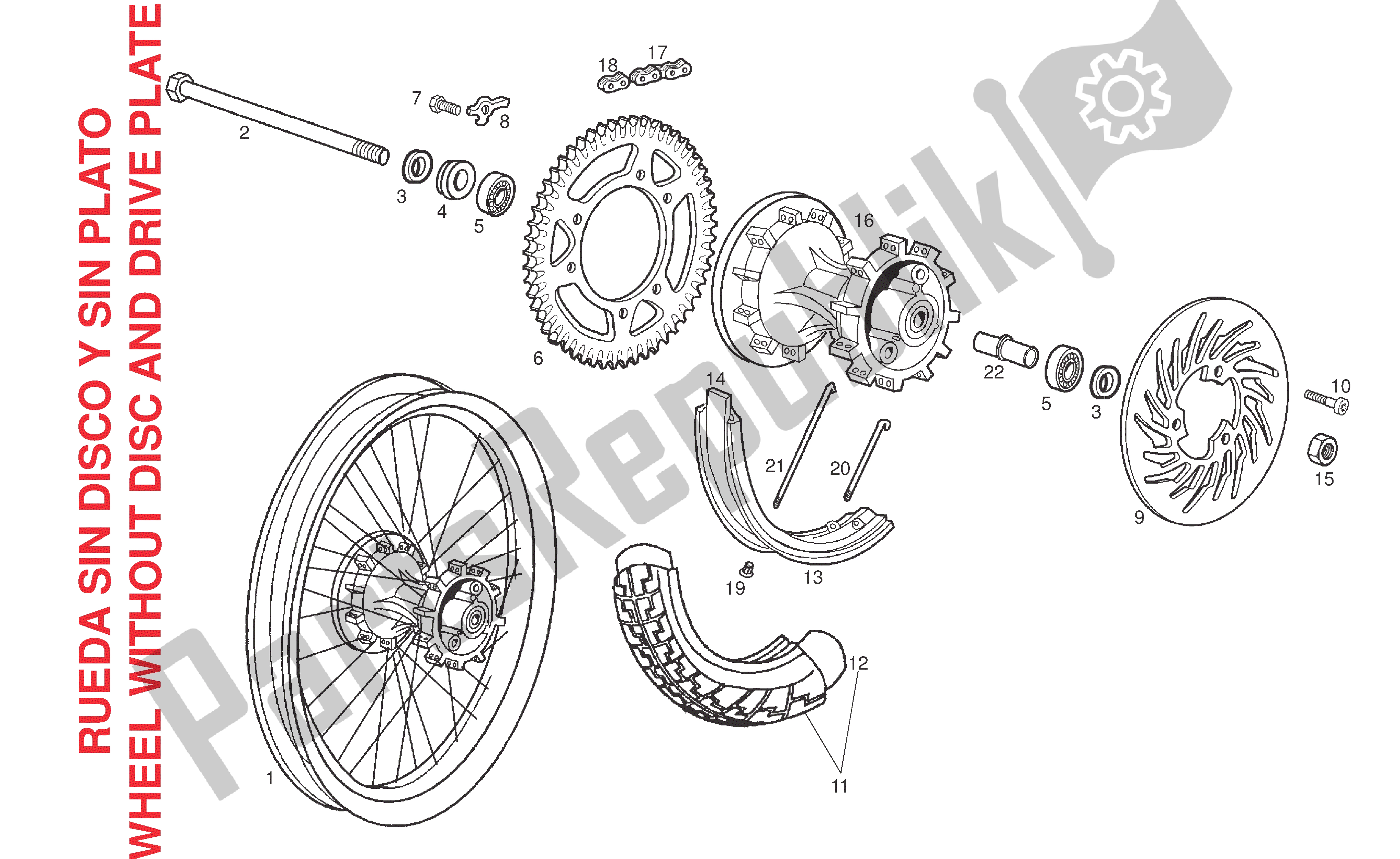 Toutes les pièces pour le Roue Arrière du Derbi Senda R 50 2006