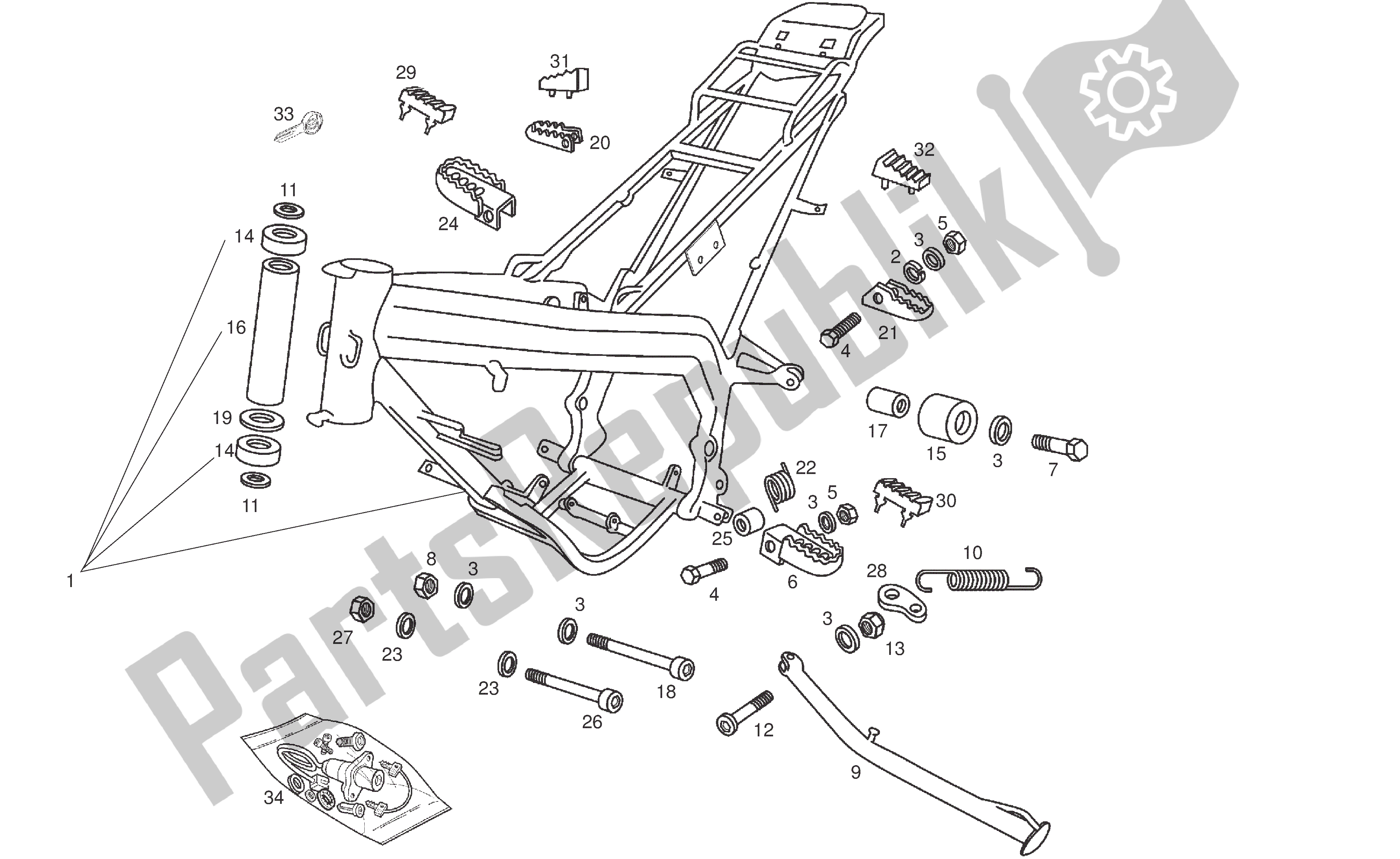 Todas las partes para Marco de Derbi Senda R 50 2006