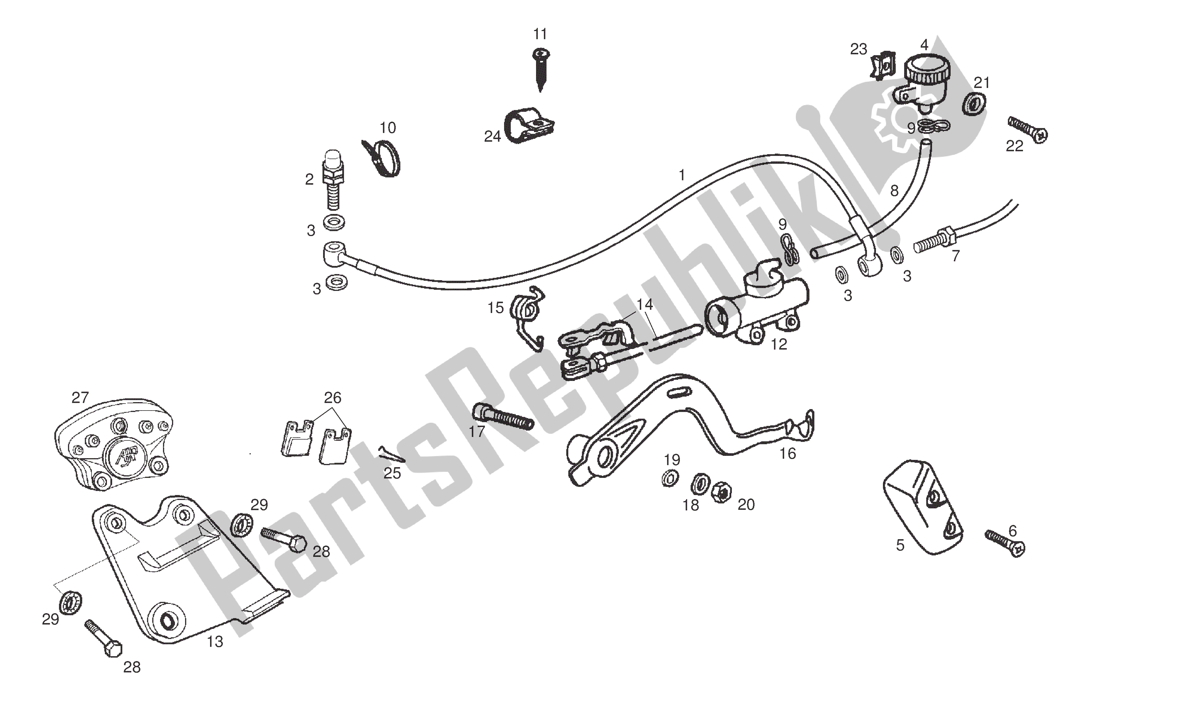 Todas as partes de Freio Traseiro do Derbi Senda R 50 2005