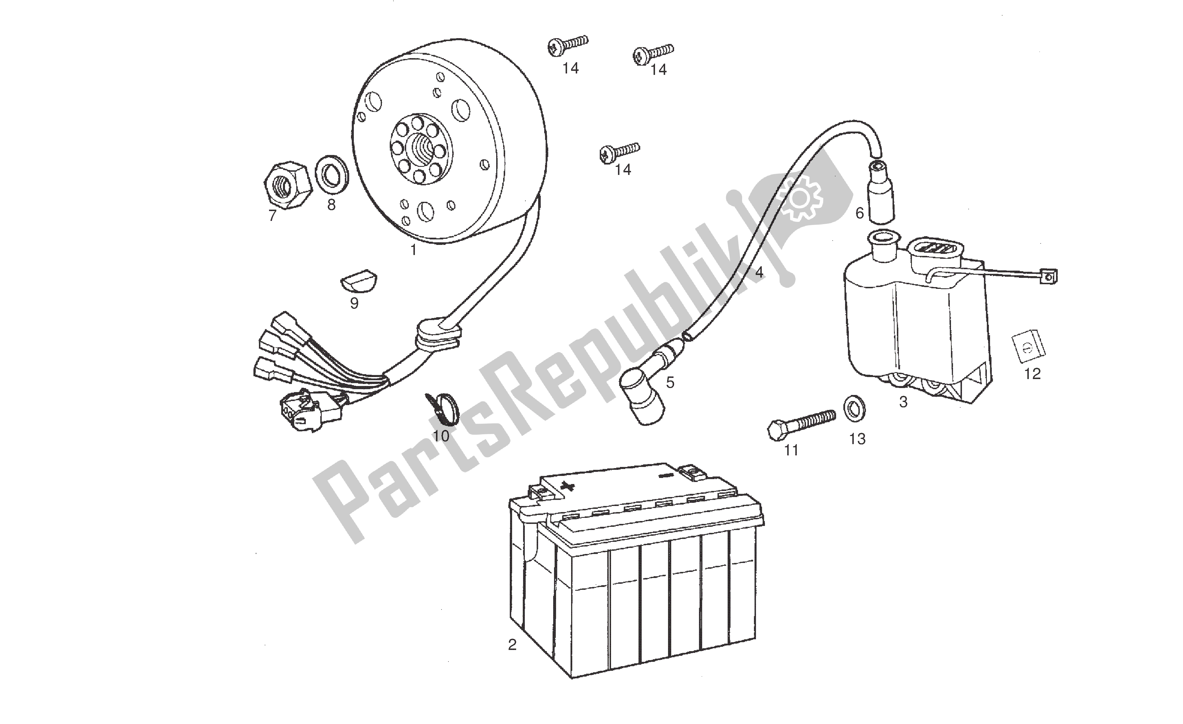 All parts for the Magneto Assembly of the Derbi Senda R 50 2005