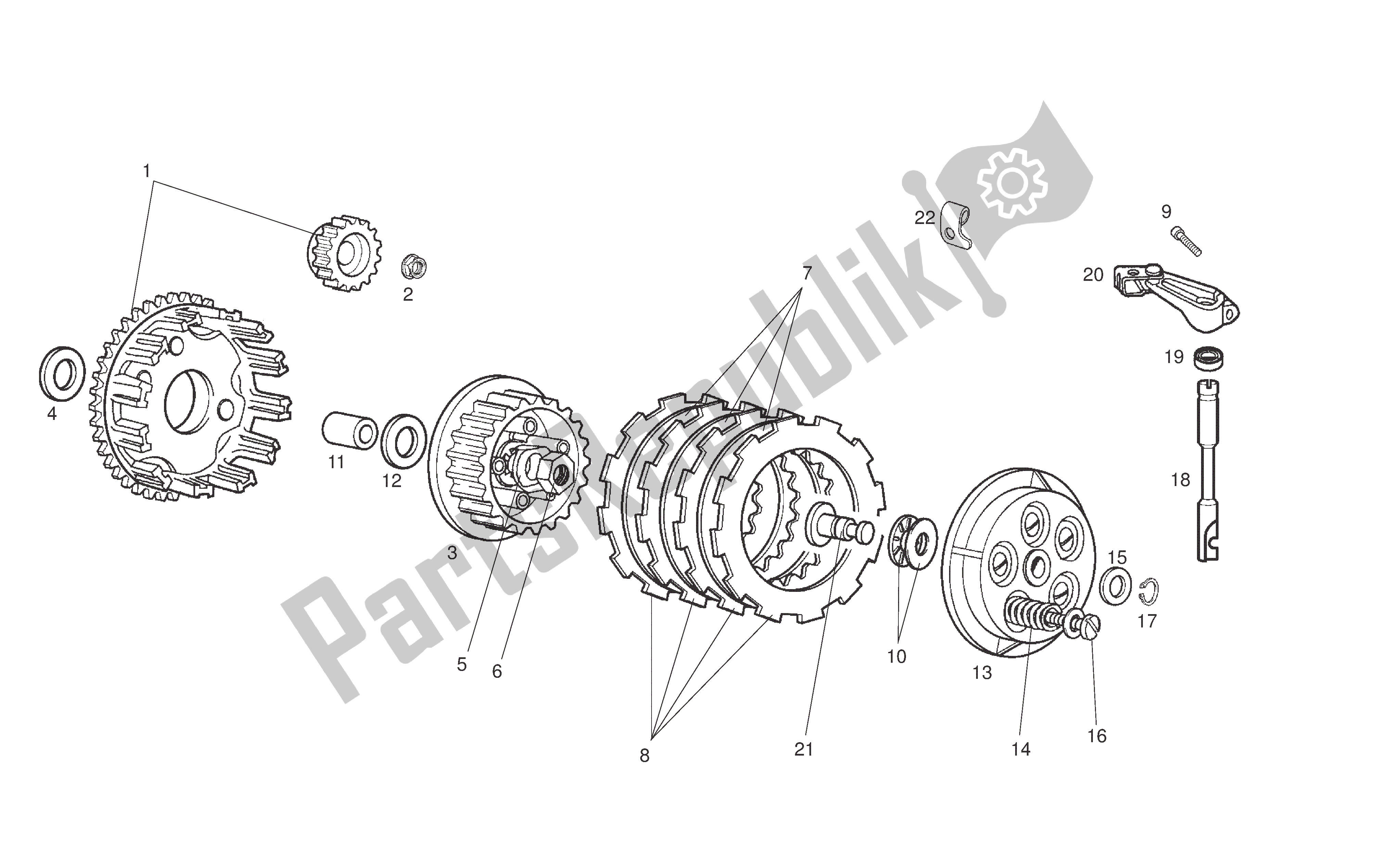 All parts for the Clutch of the Derbi Senda R 50 2007