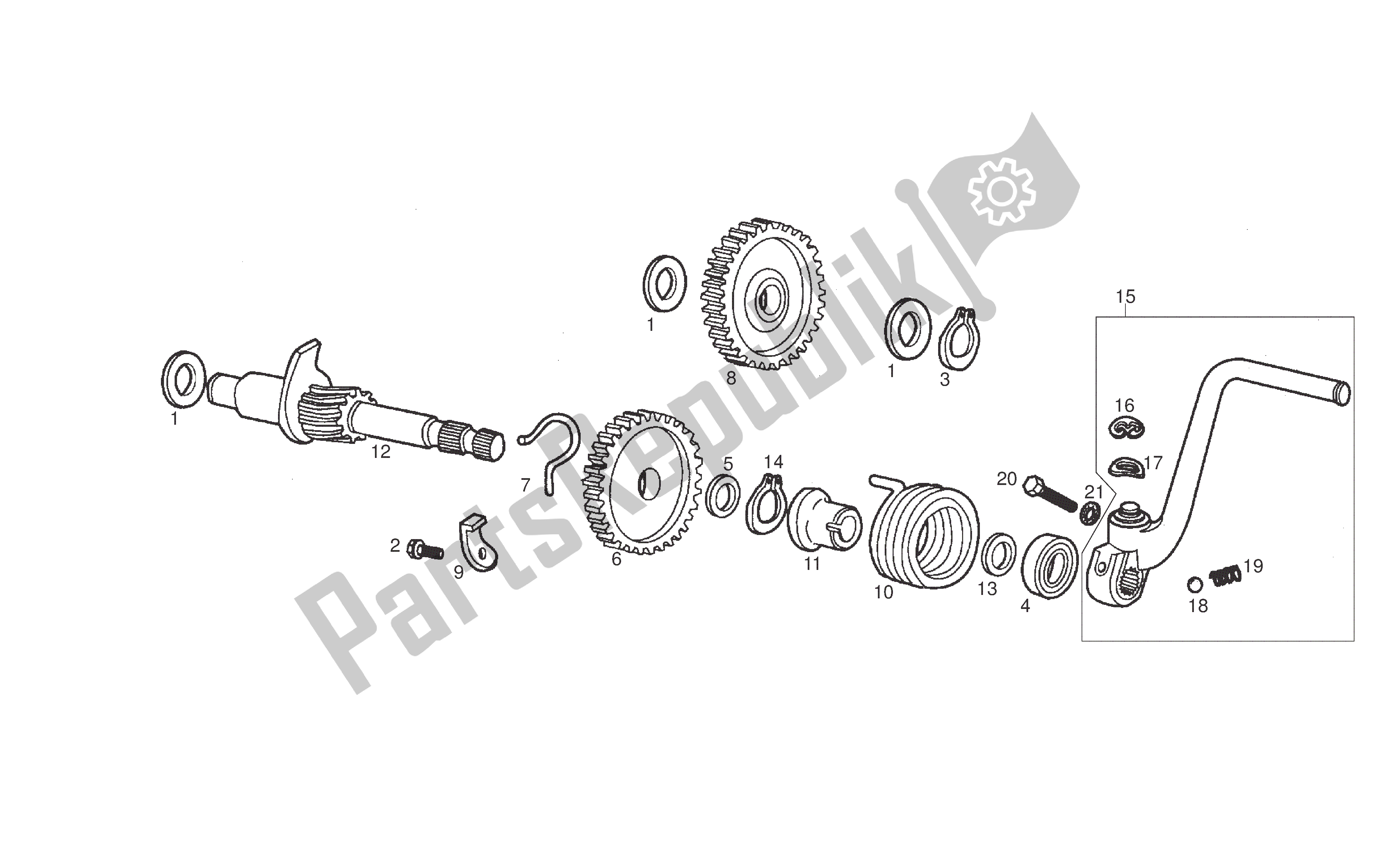All parts for the Kickstarter of the Derbi Senda R 50 2007