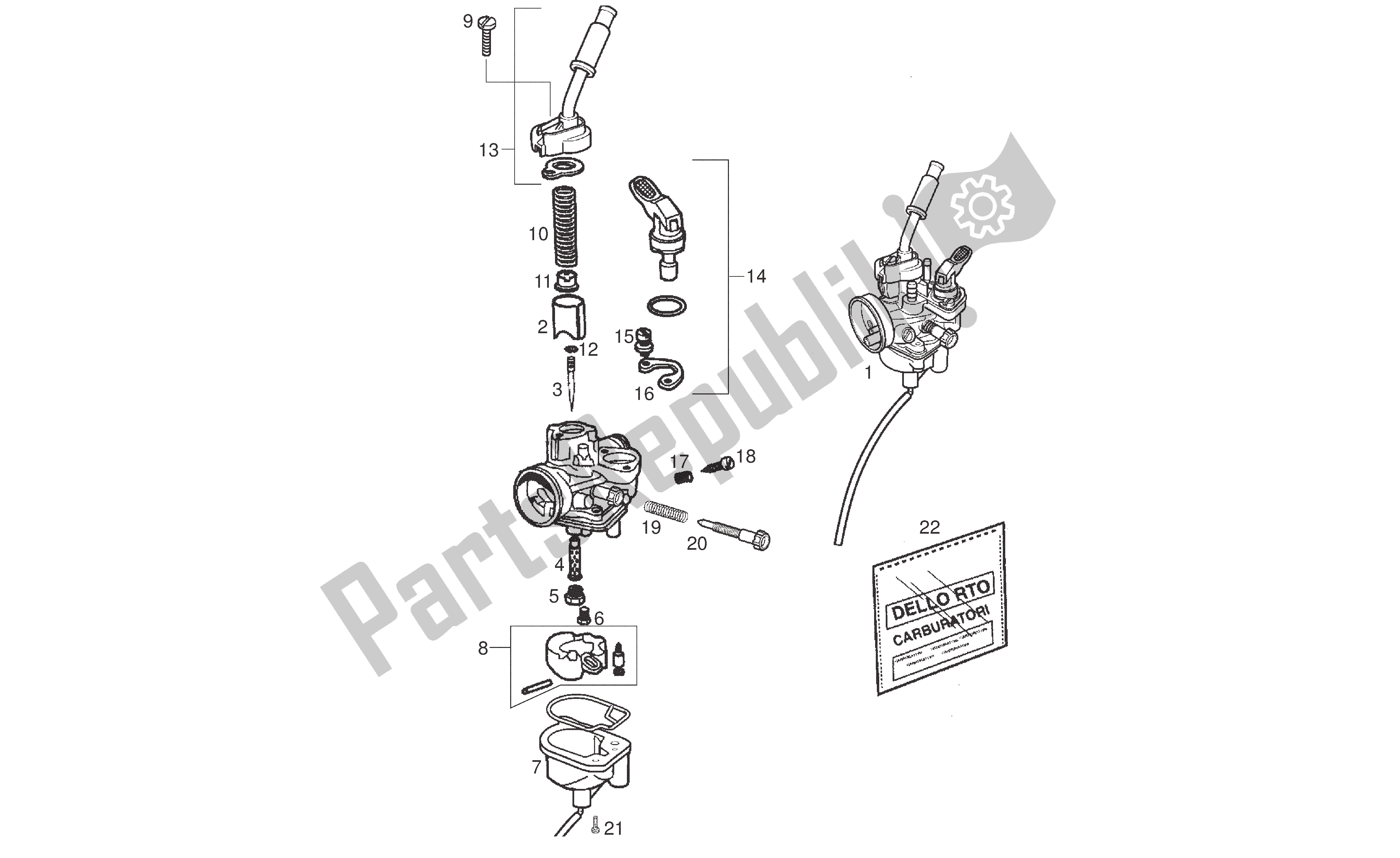 Todas as partes de Carburador do Derbi Senda R 50 2007