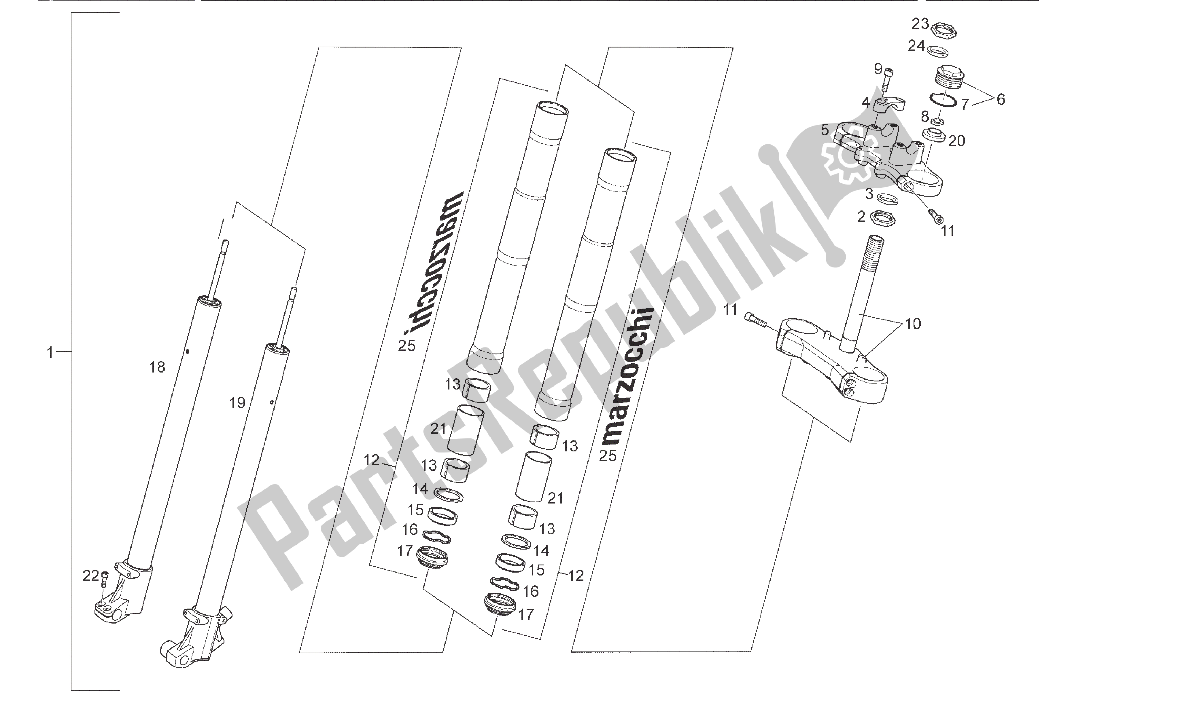 Todas las partes para Tenedor Frontal de Derbi Senda R 50 2008