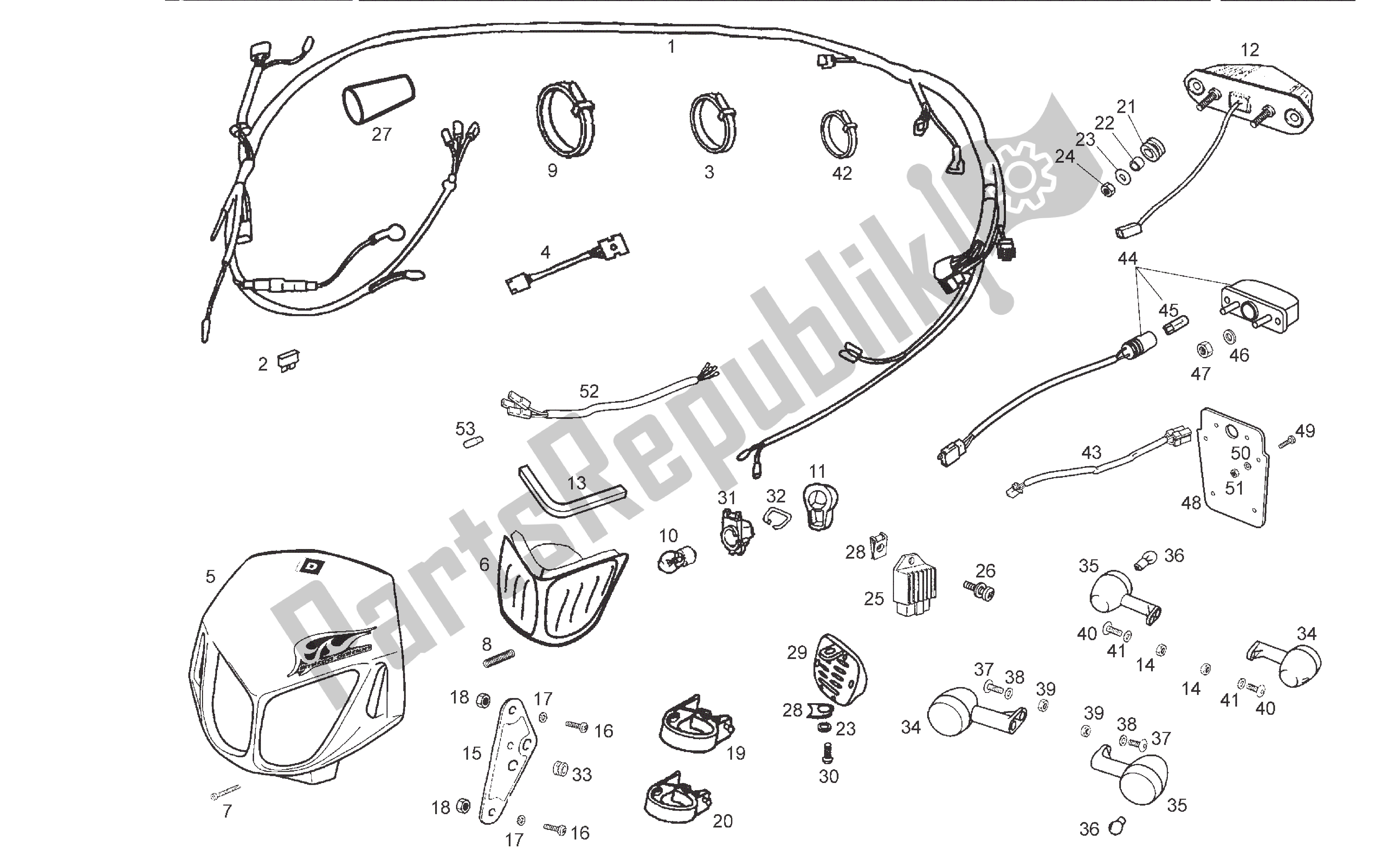 All parts for the Lighting Equipment of the Derbi Senda R 50 2008