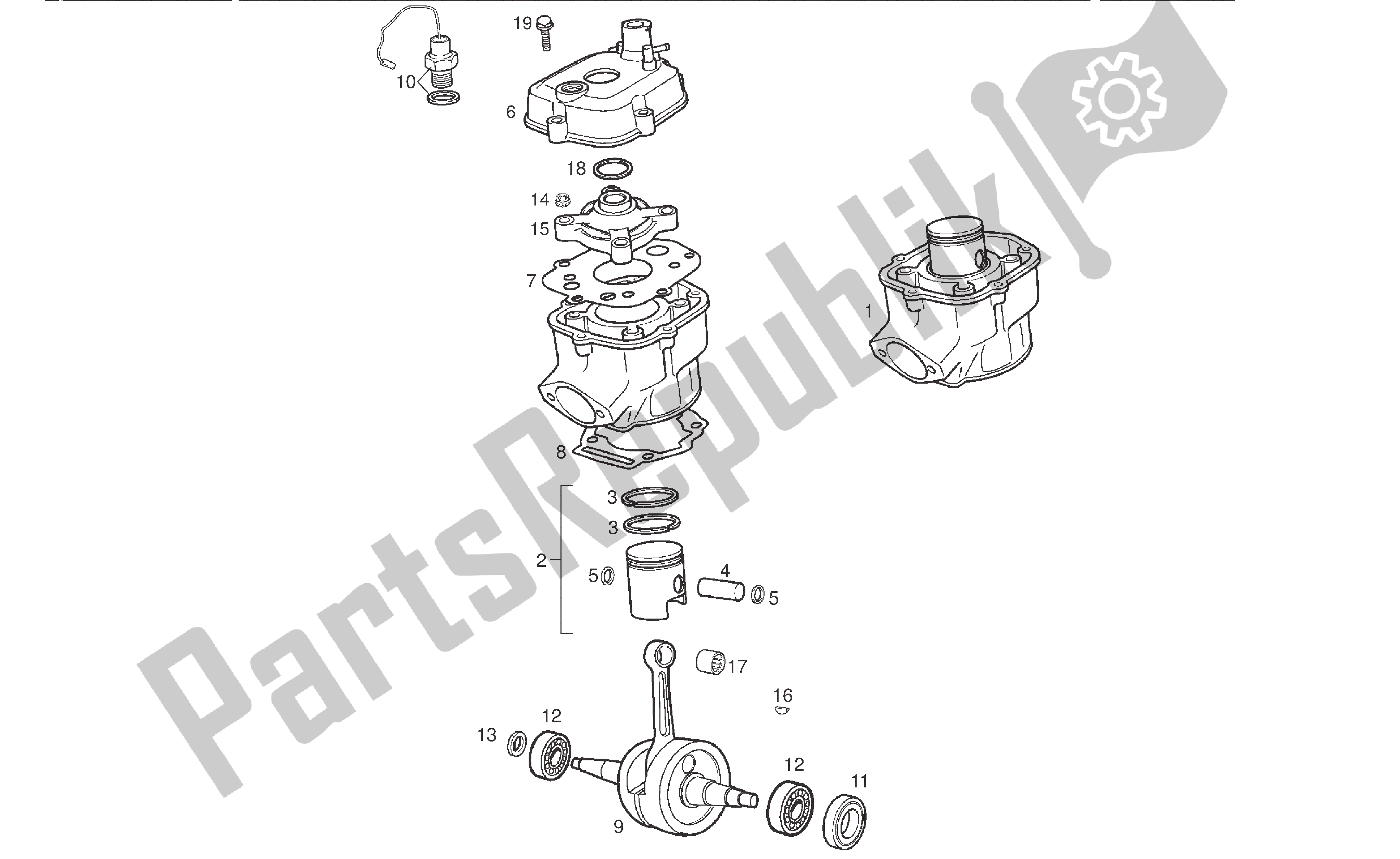 Todas las partes para CigÜeÑal Biela - Cilindro Piston - Culata de Derbi Senda R 50 2008