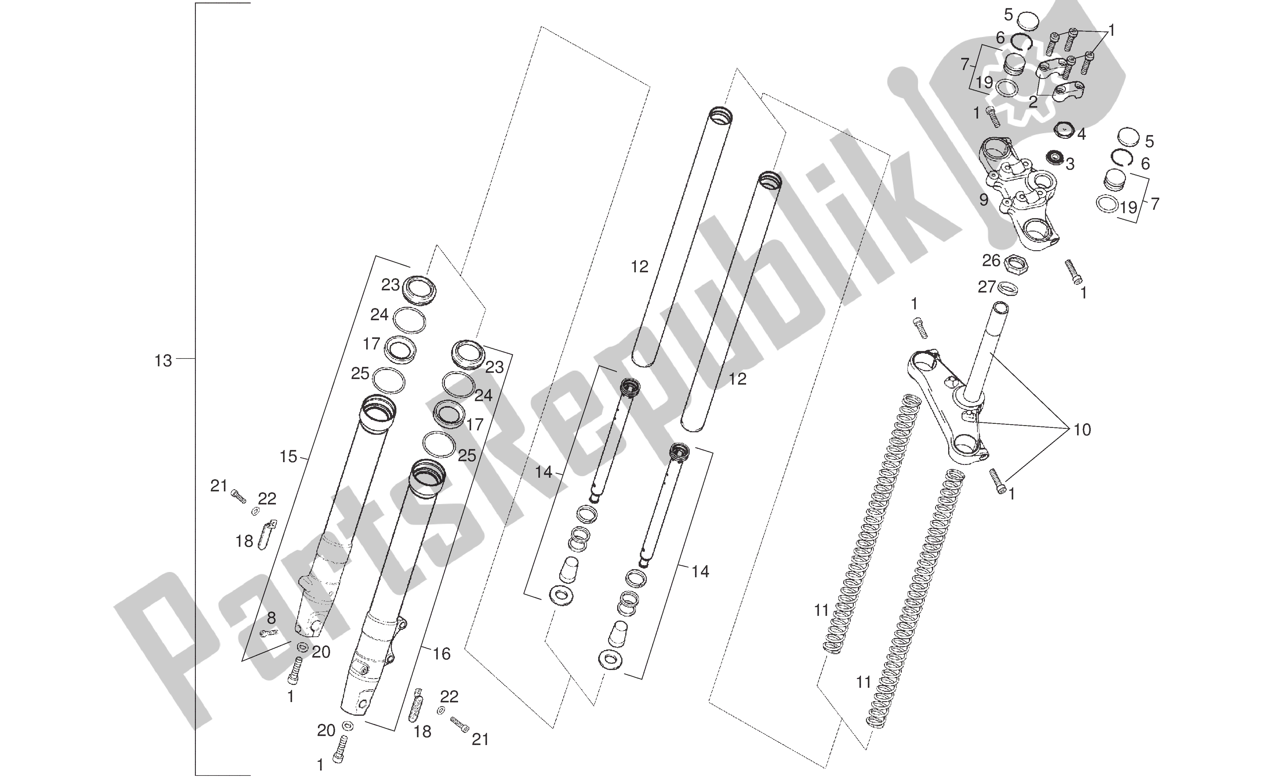 Toutes les pièces pour le Fourche Avant du Derbi Senda DRD R 50 2006