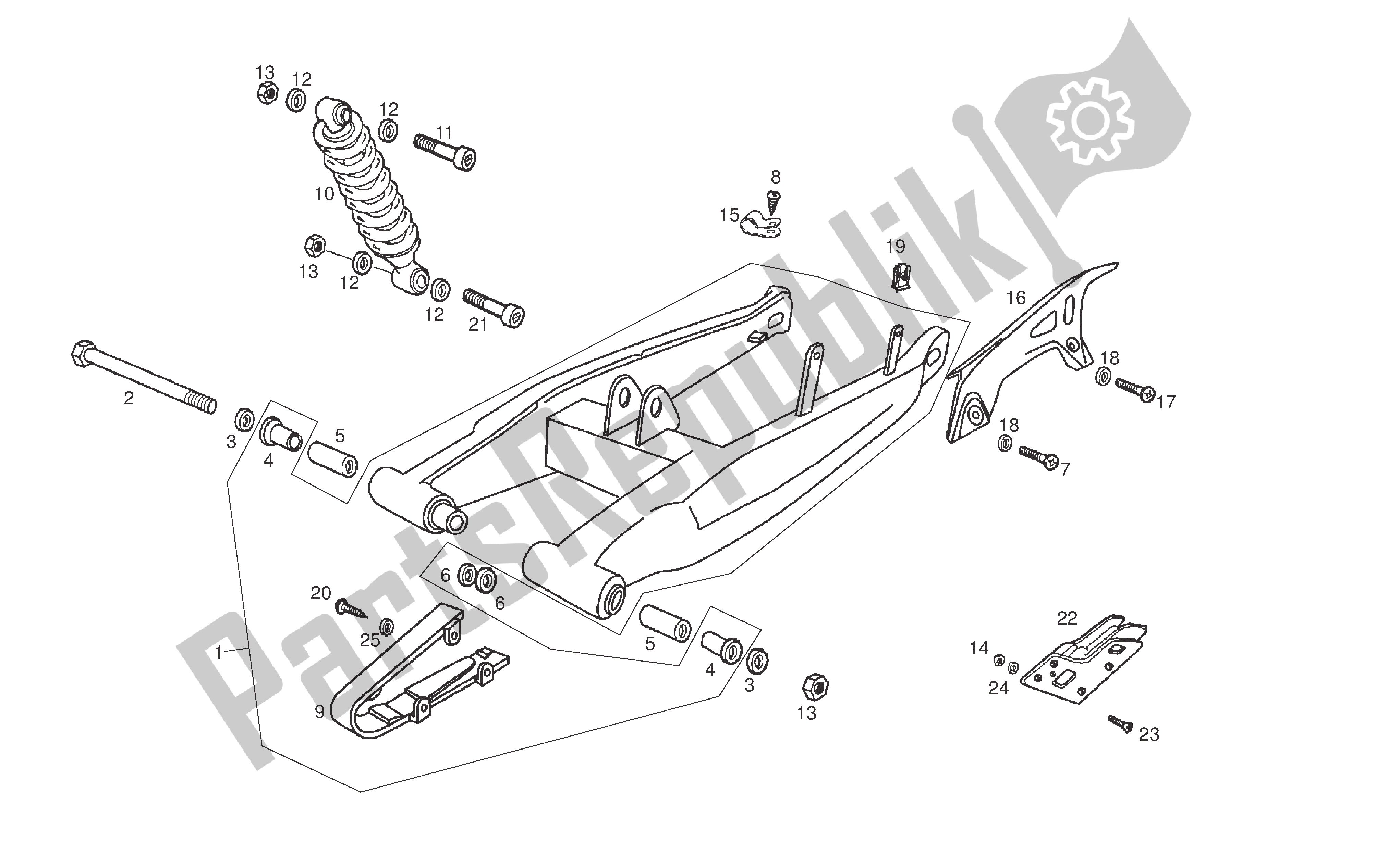 Toutes les pièces pour le Bras Oscillant - Amortisseur du Derbi Senda DRD R 50 2006