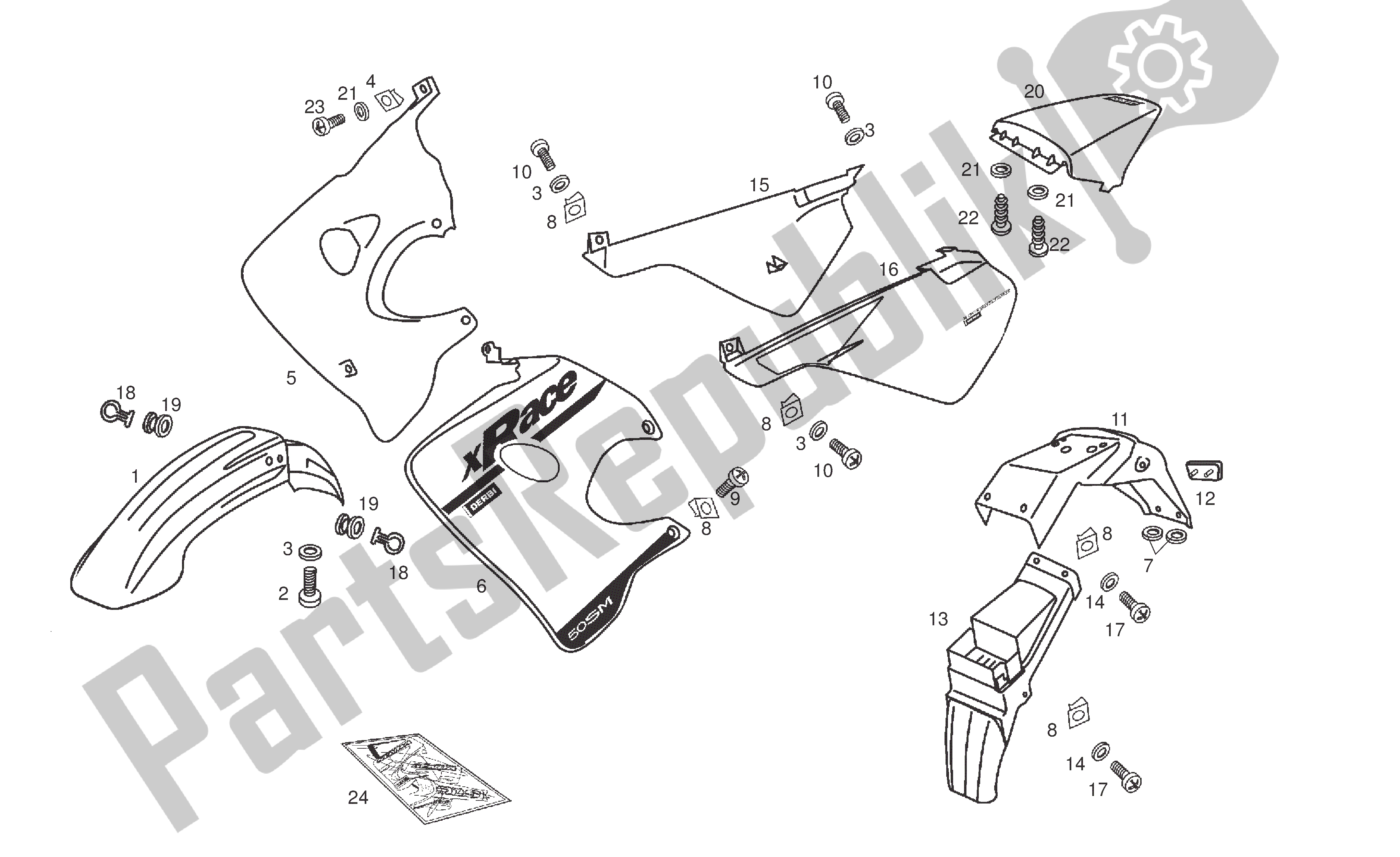 Toutes les pièces pour le Pièces D'installation De Capot du Derbi Senda DRD R 50 2006