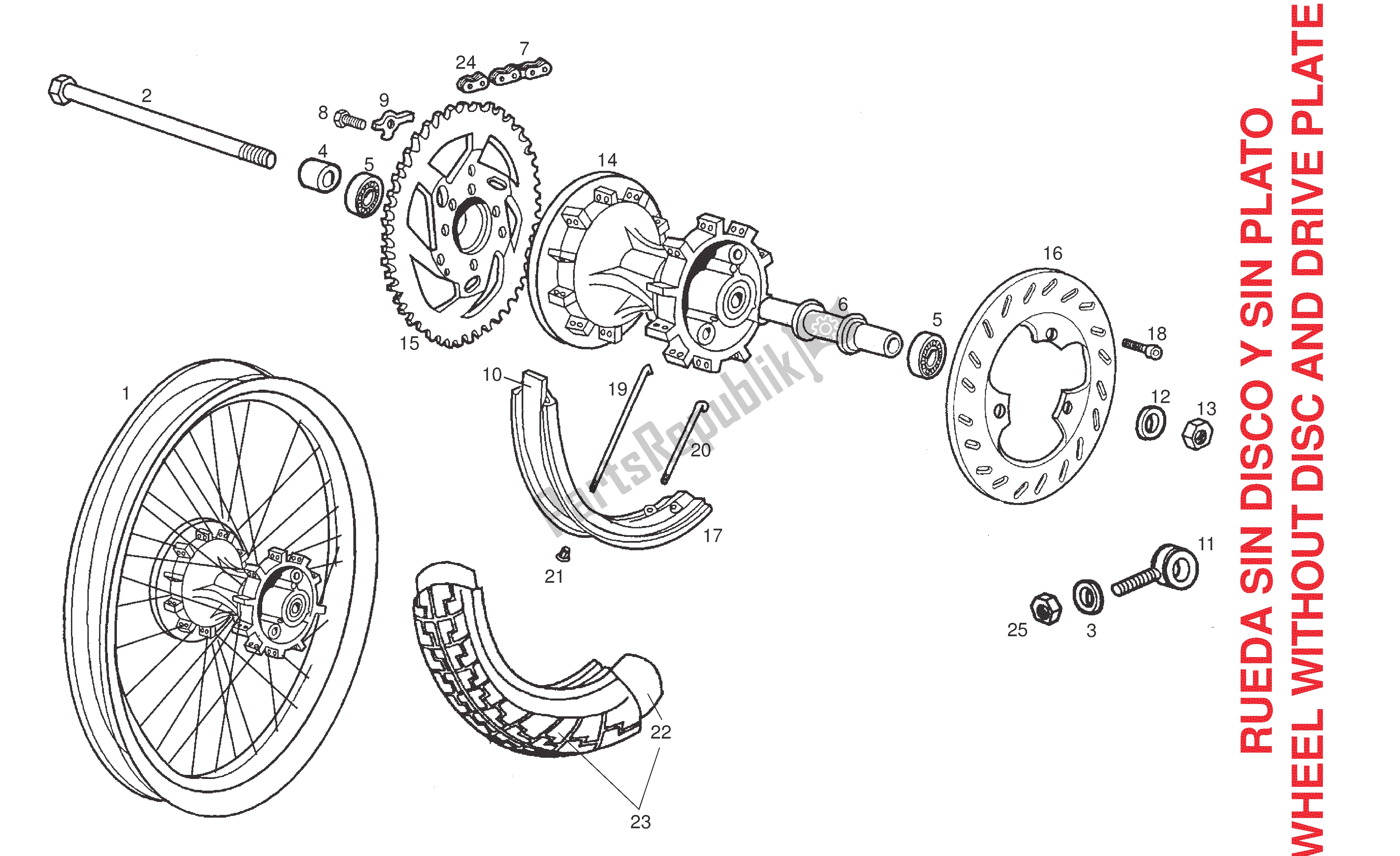 Toutes les pièces pour le Roue Arrière du Derbi Senda DRD R 50 2006