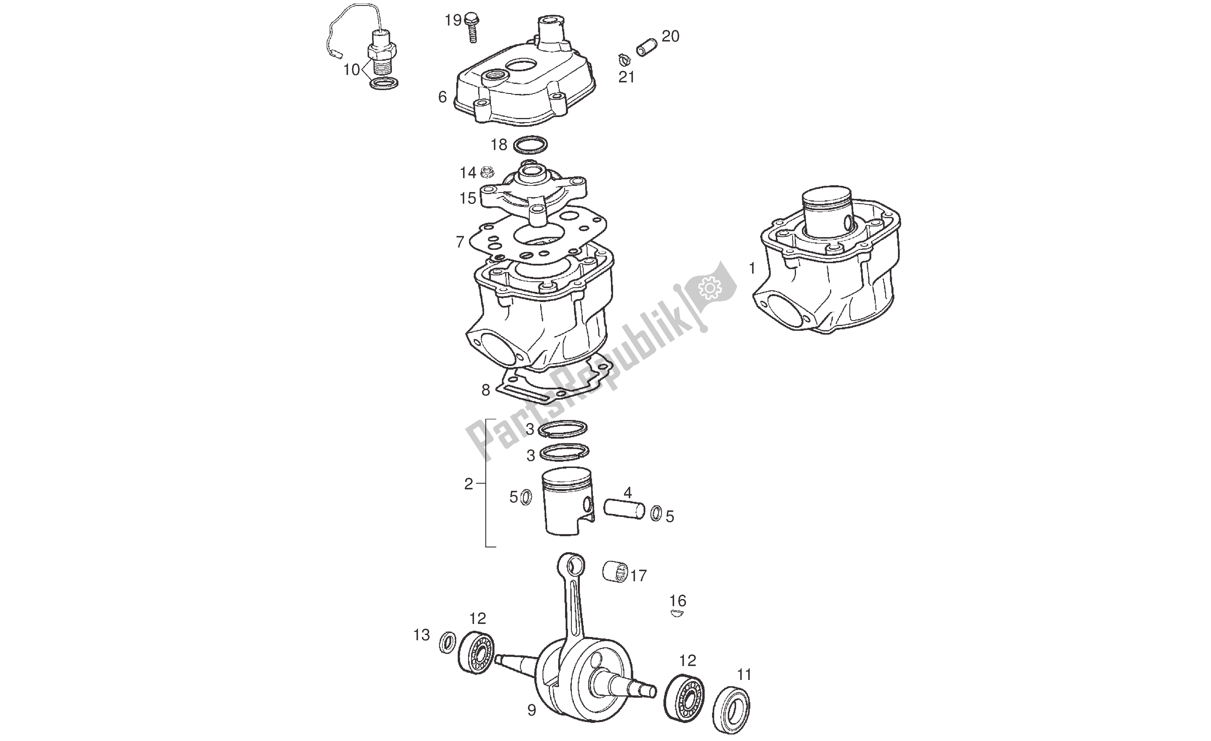 Todas las partes para CigÜeÑal Biela - Cilindro Piston - Culata de Derbi Senda DRD R 50 2006