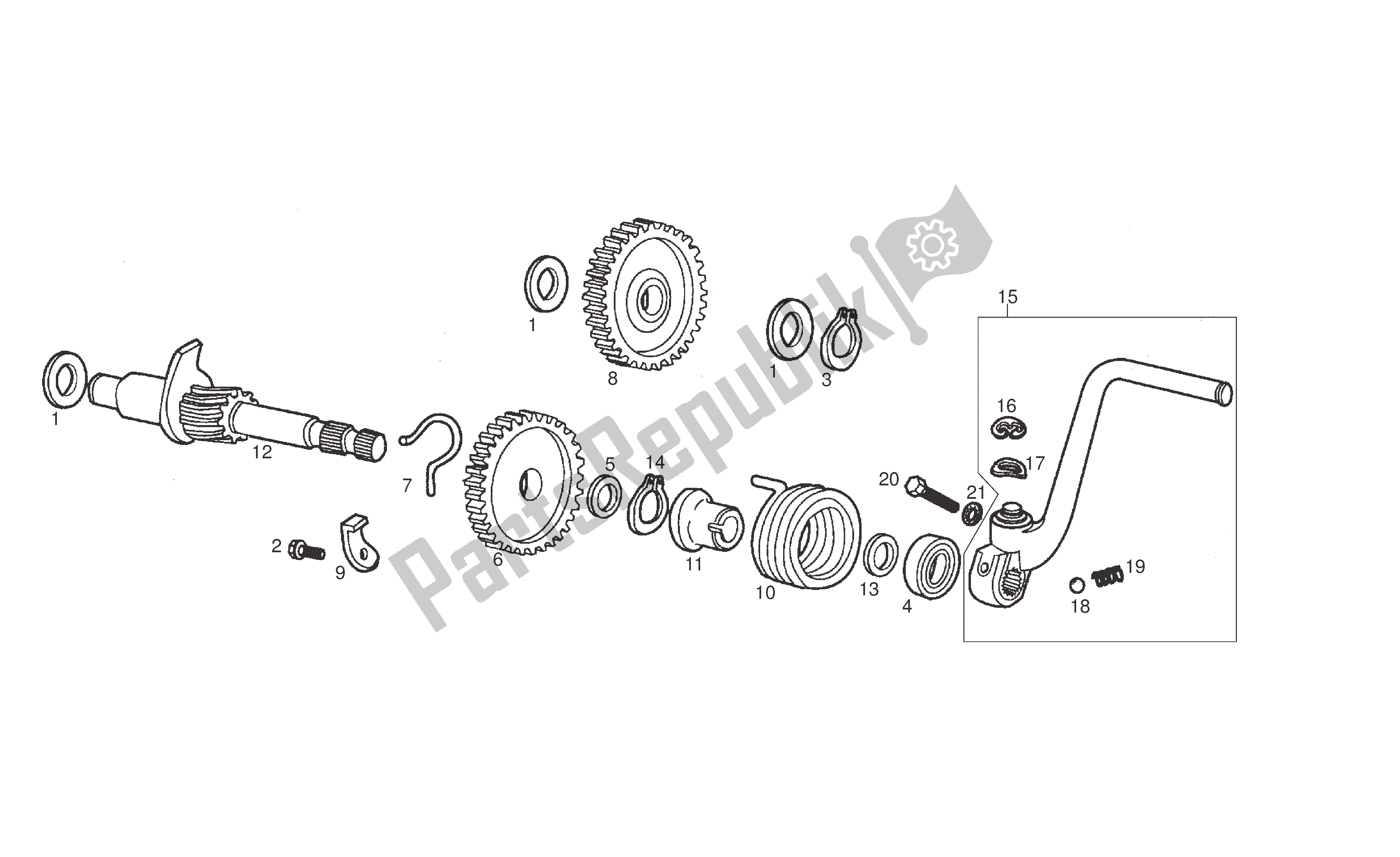 Toutes les pièces pour le Kickstarter du Derbi Senda DRD R 50 2006