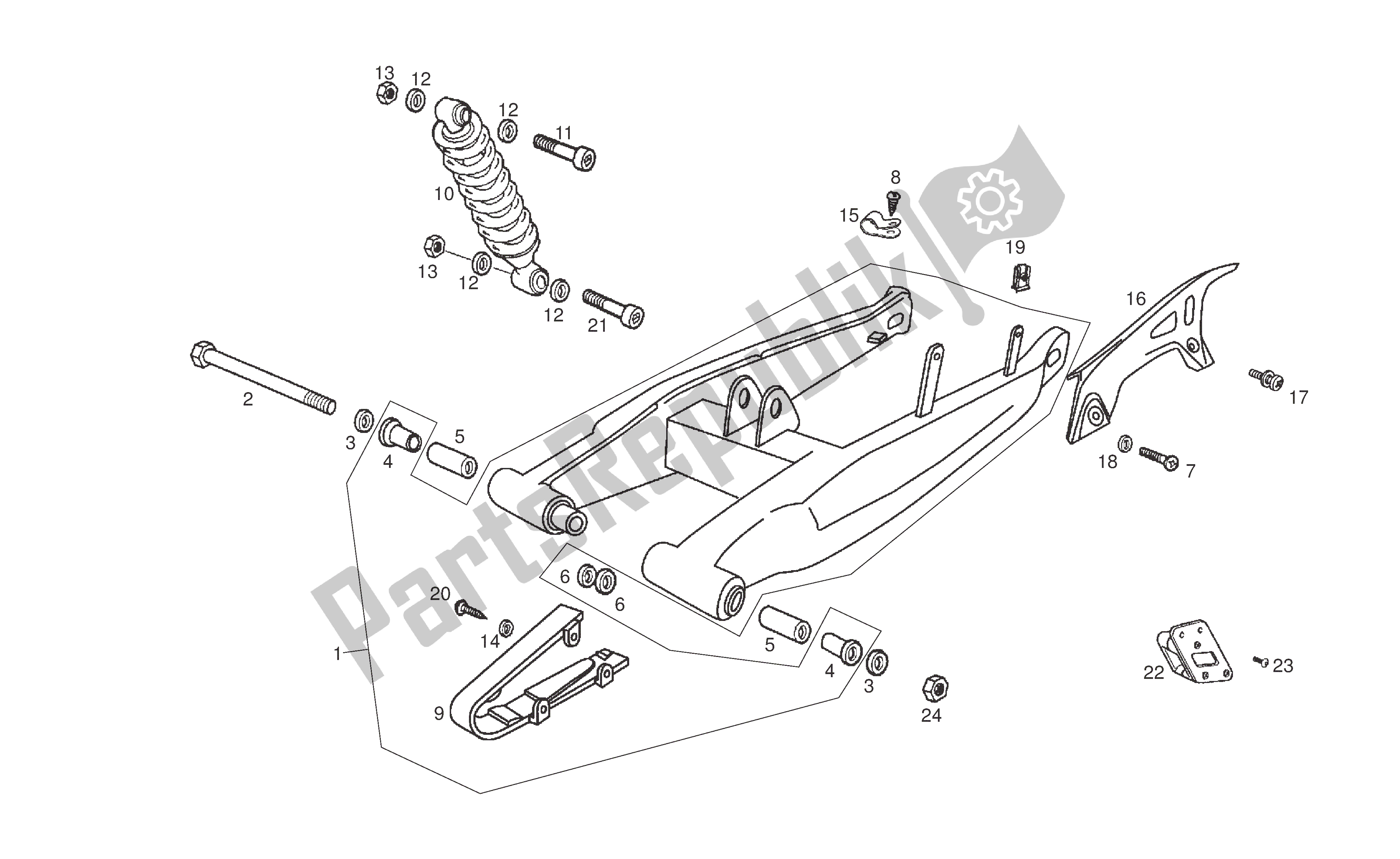 Toutes les pièces pour le Bras Oscillant - Amortisseur du Derbi Senda R 50 2008