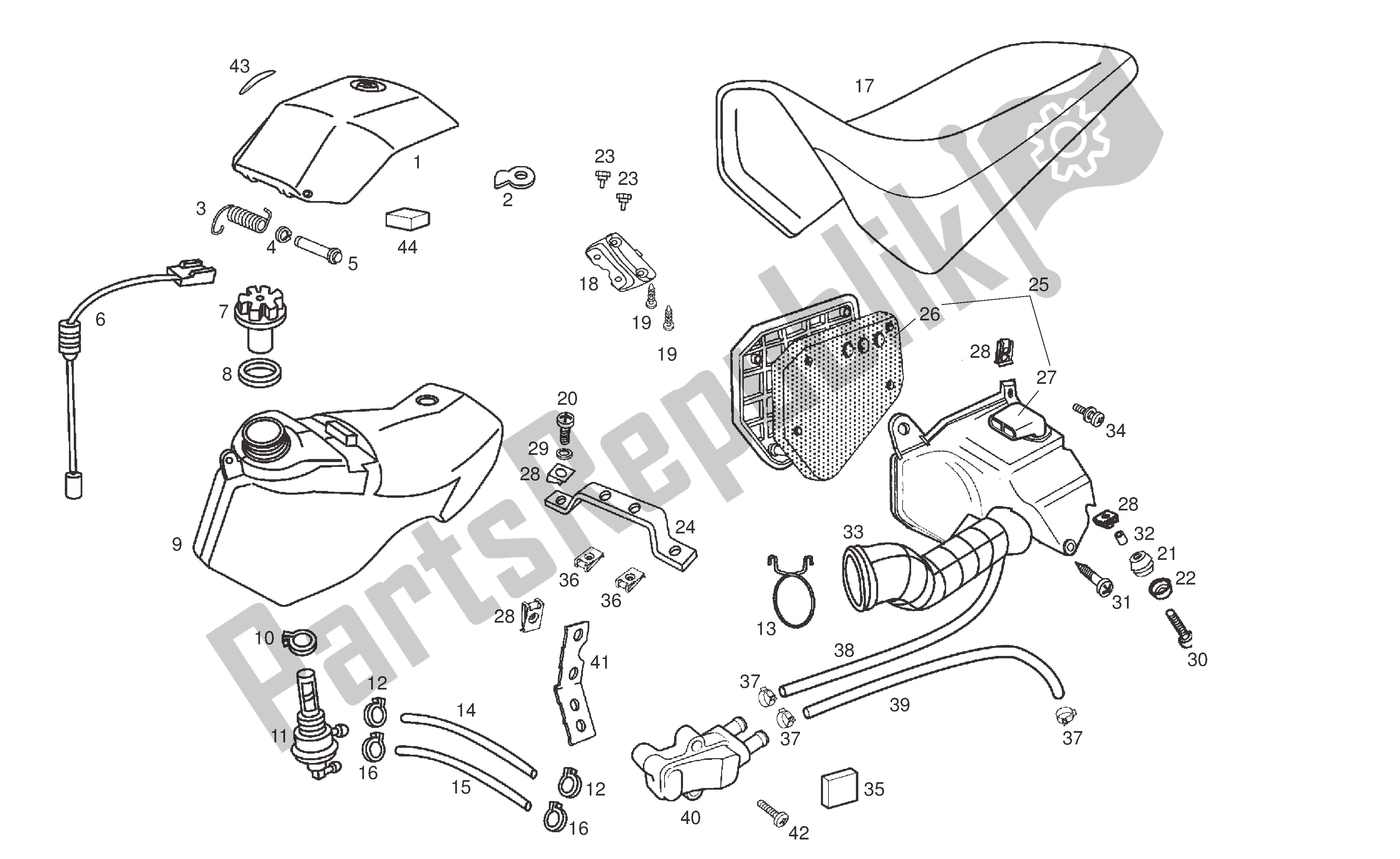 Toutes les pièces pour le Reservoir - Boite Filtre - Selle du Derbi Senda R 50 2008