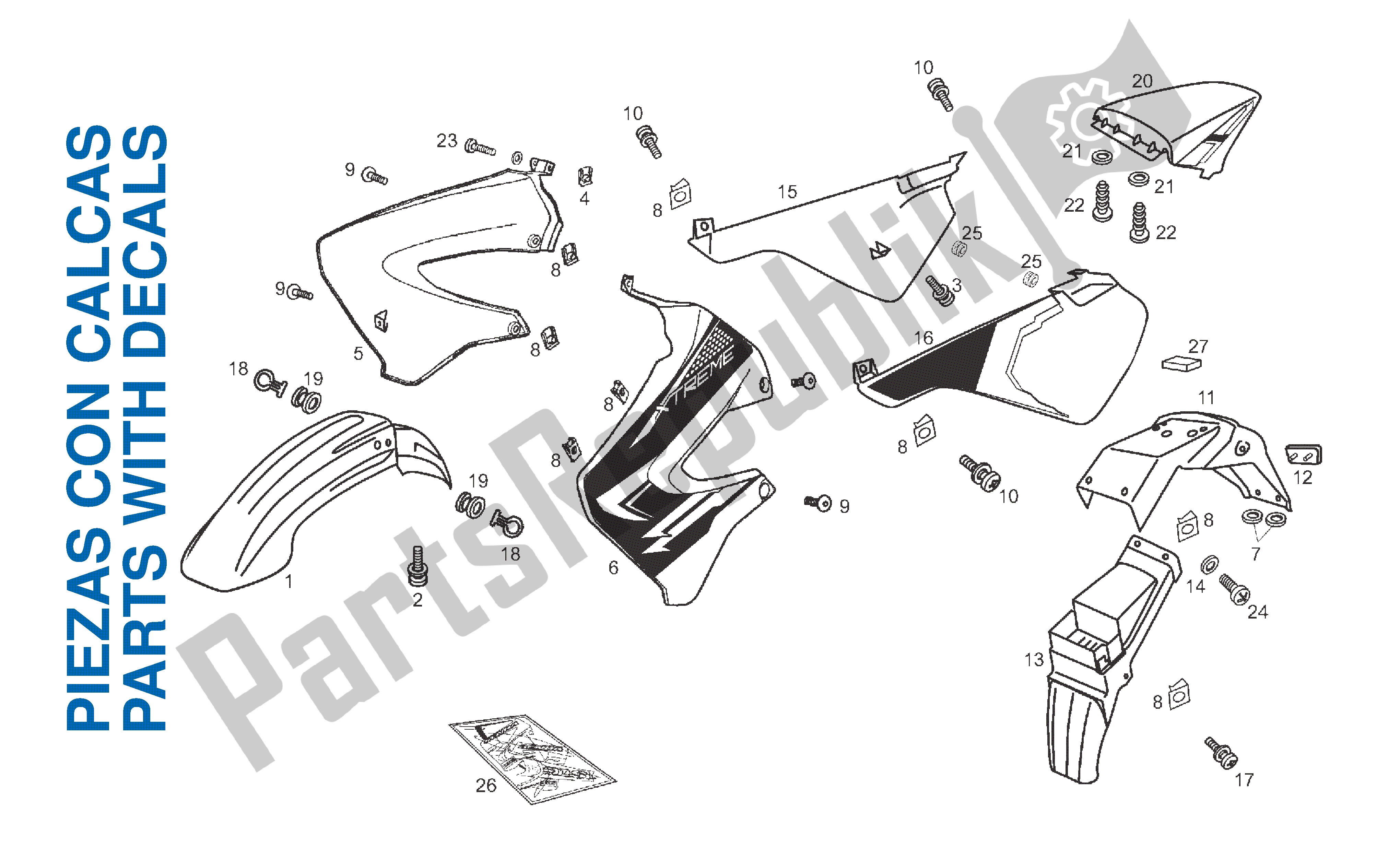 Todas las partes para Piezas De Instalación De Capota de Derbi Senda R 50 2008