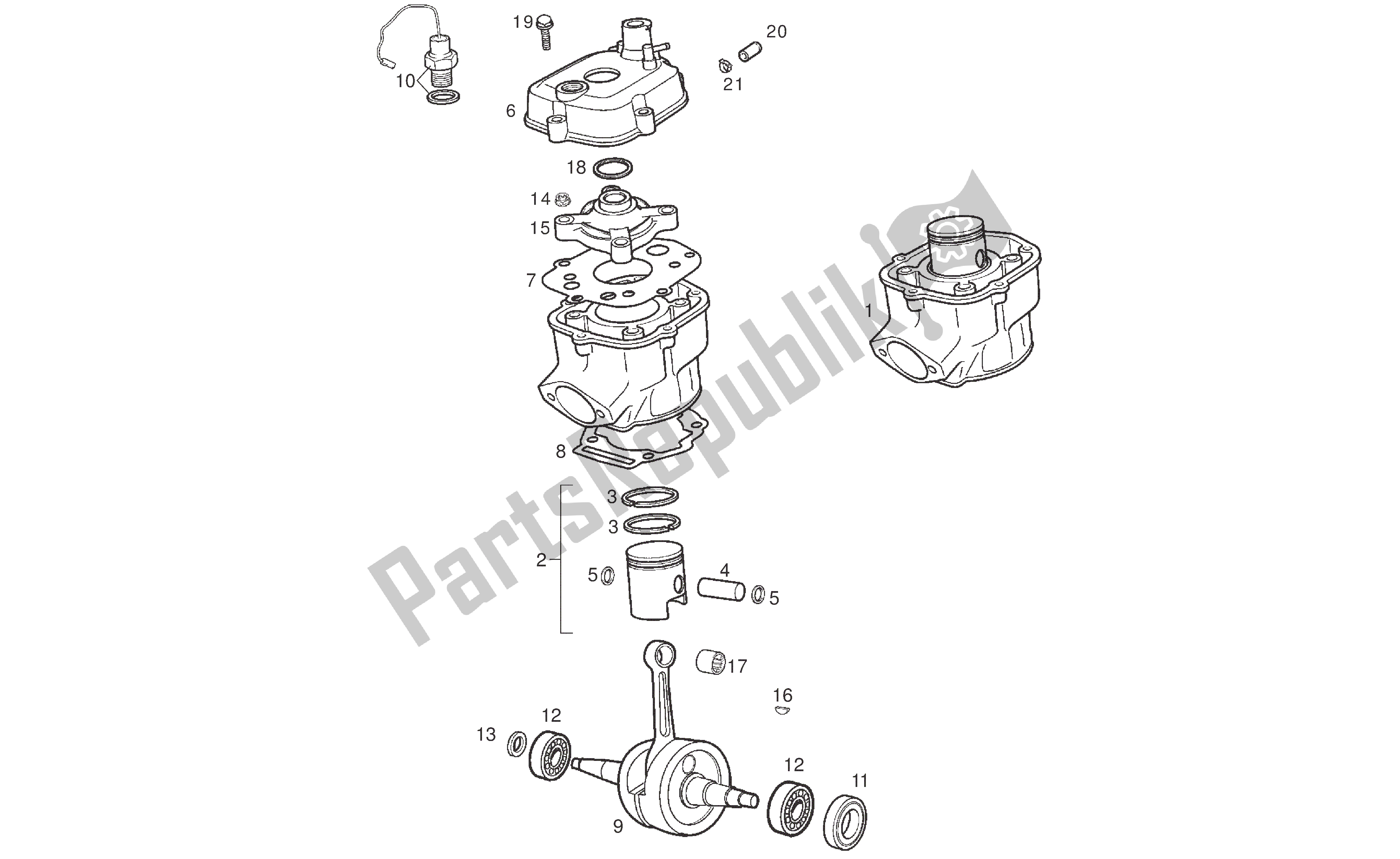 Todas las partes para CigÜeÑal Biela - Cilindro Piston - Culata de Derbi Senda R 50 2008