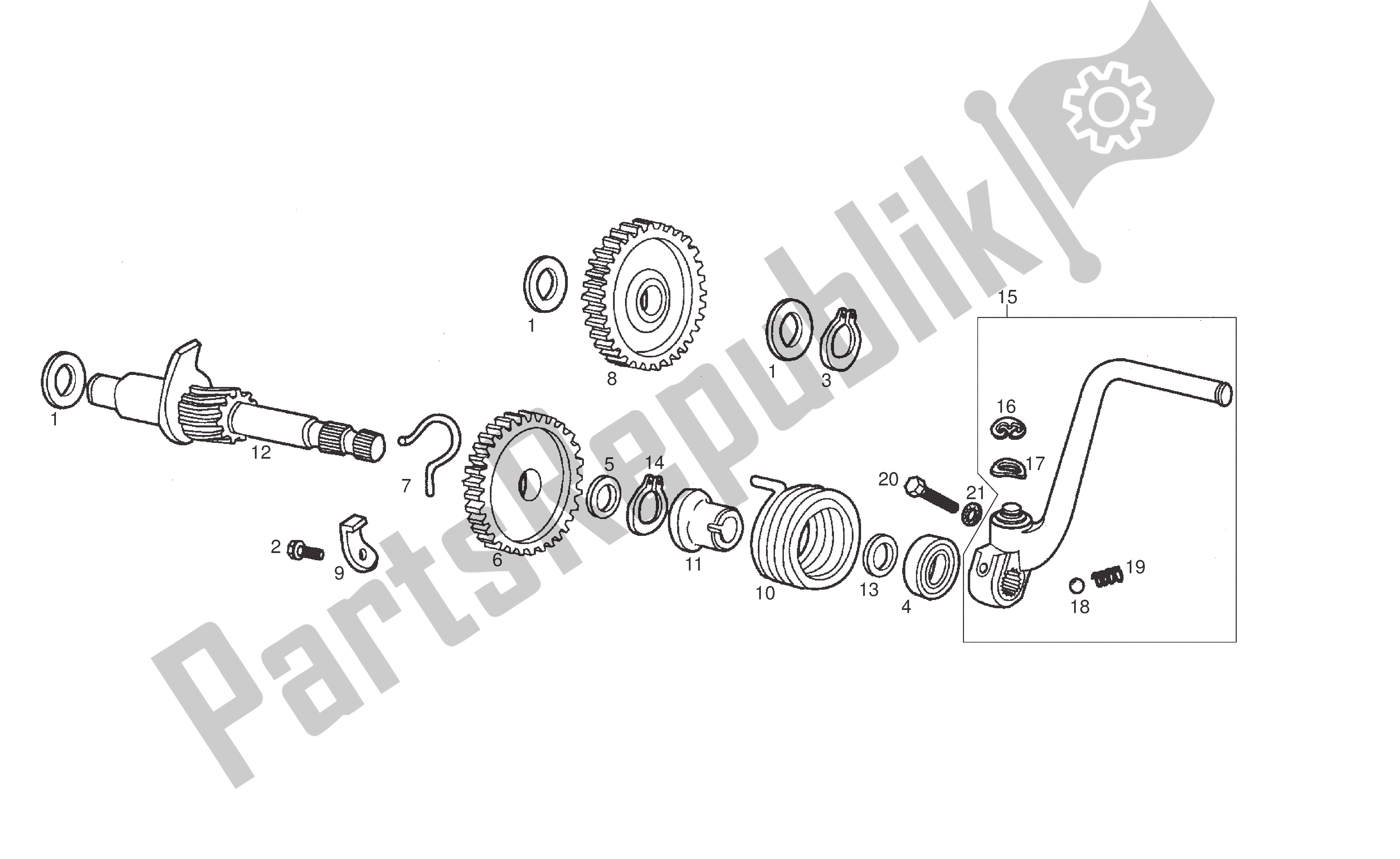 Toutes les pièces pour le Kickstarter du Derbi Senda R 50 2008