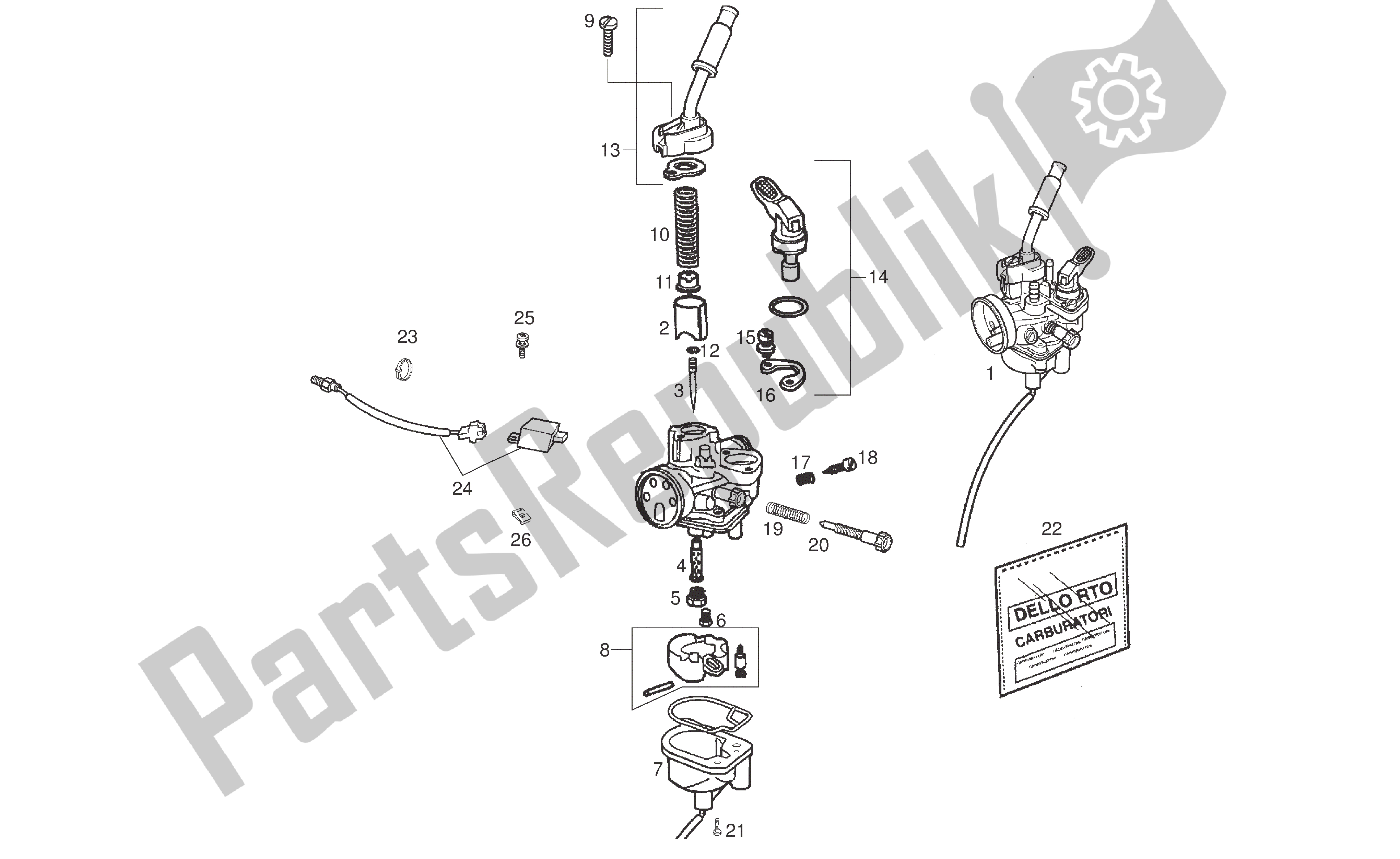 Todas las partes para Carburador de Derbi Senda R 50 2008