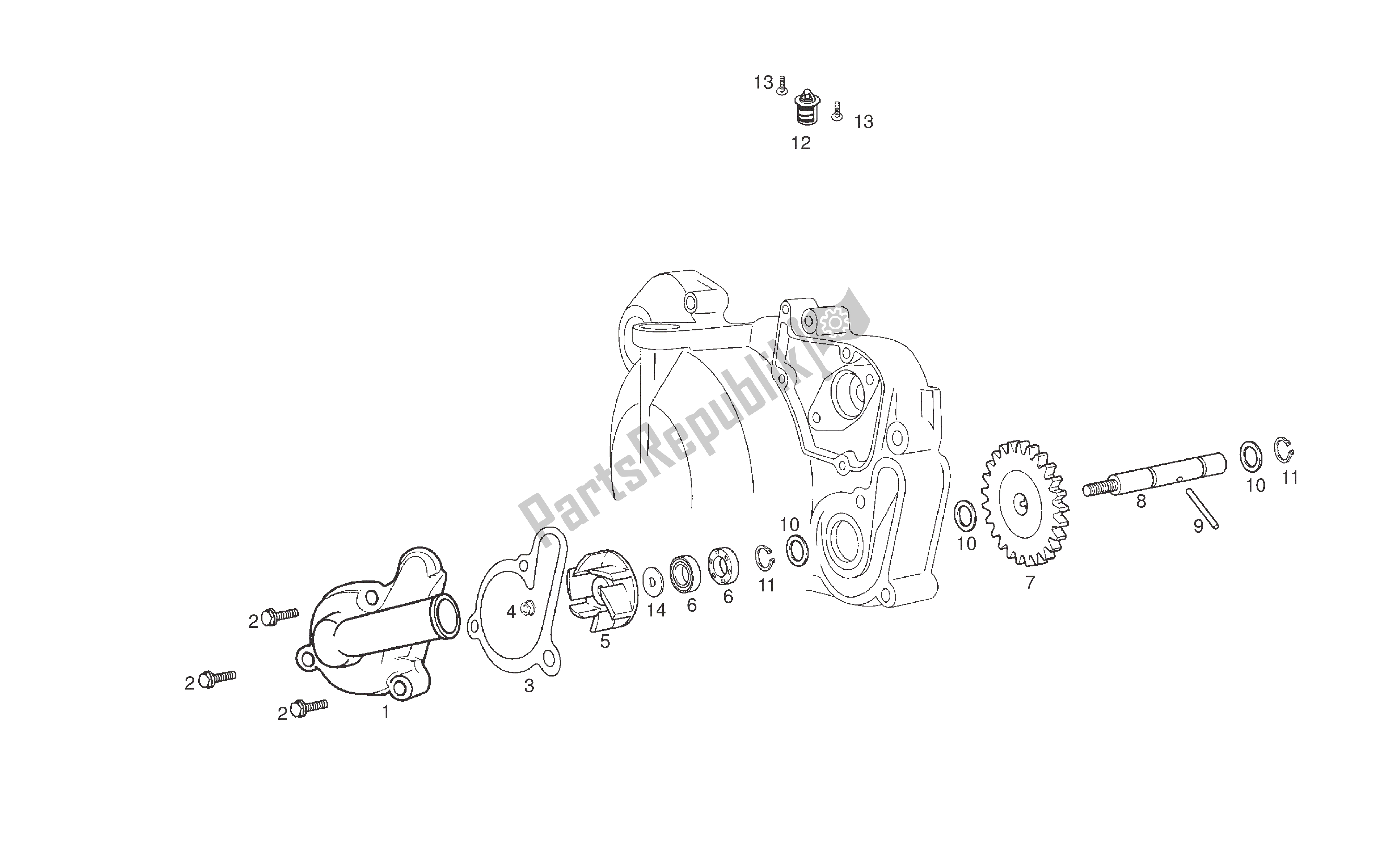 Toutes les pièces pour le Pompe à Eau du Derbi Senda R 50 2008