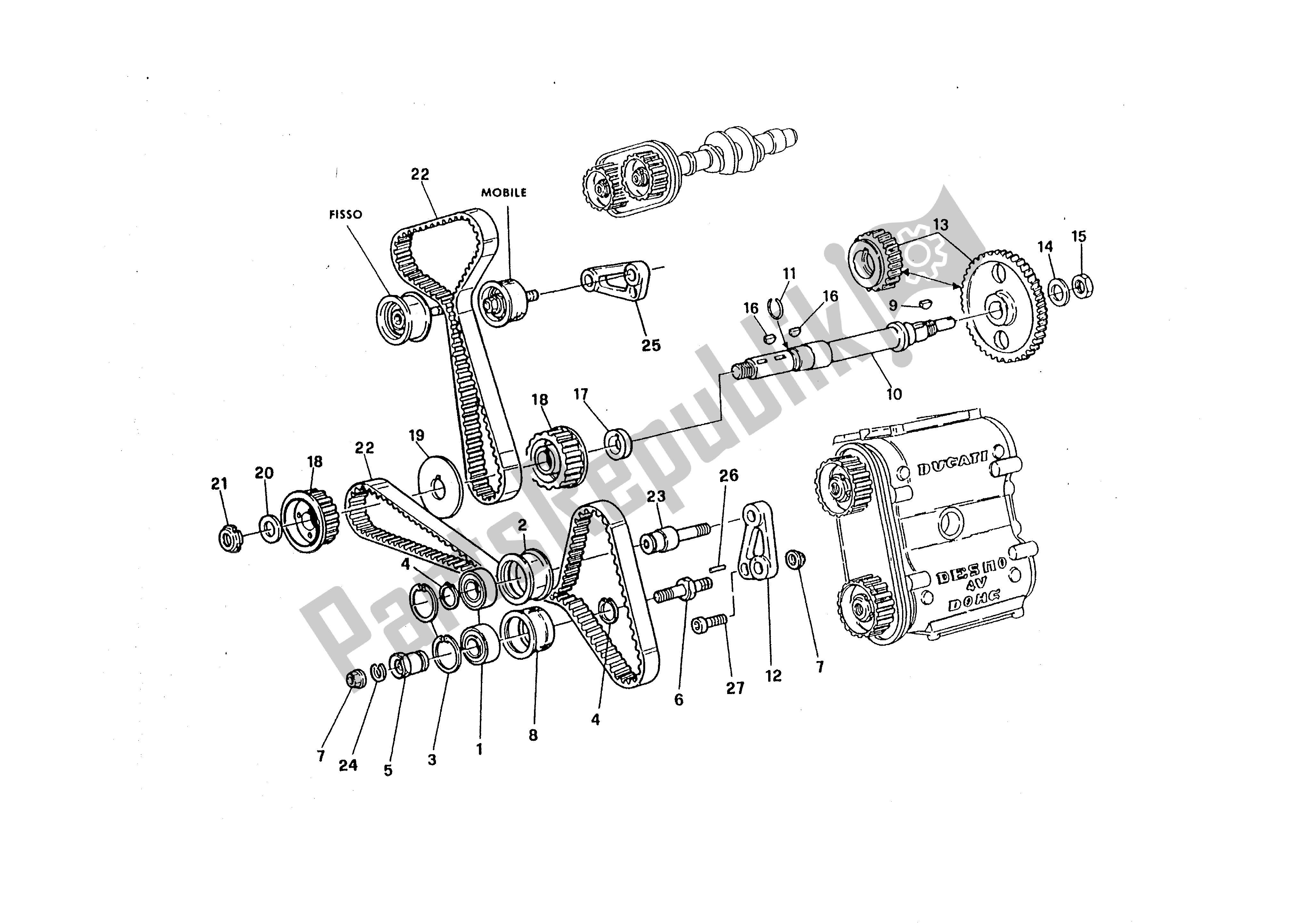 Alle onderdelen voor de Distaib van de Ducati 888 1994