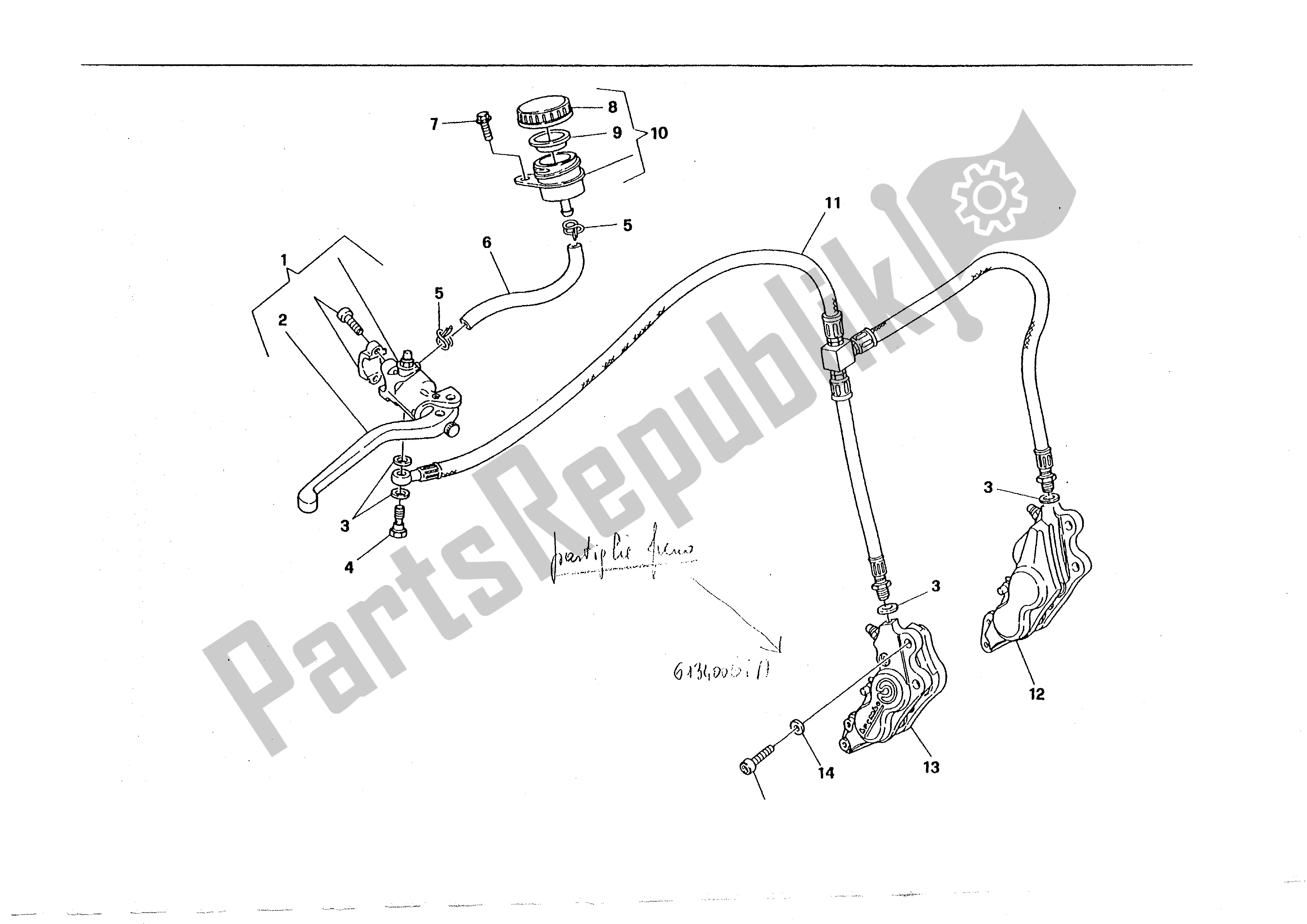 Alle onderdelen voor de Faeno Idaaulico Anterio van de Ducati 888 1994