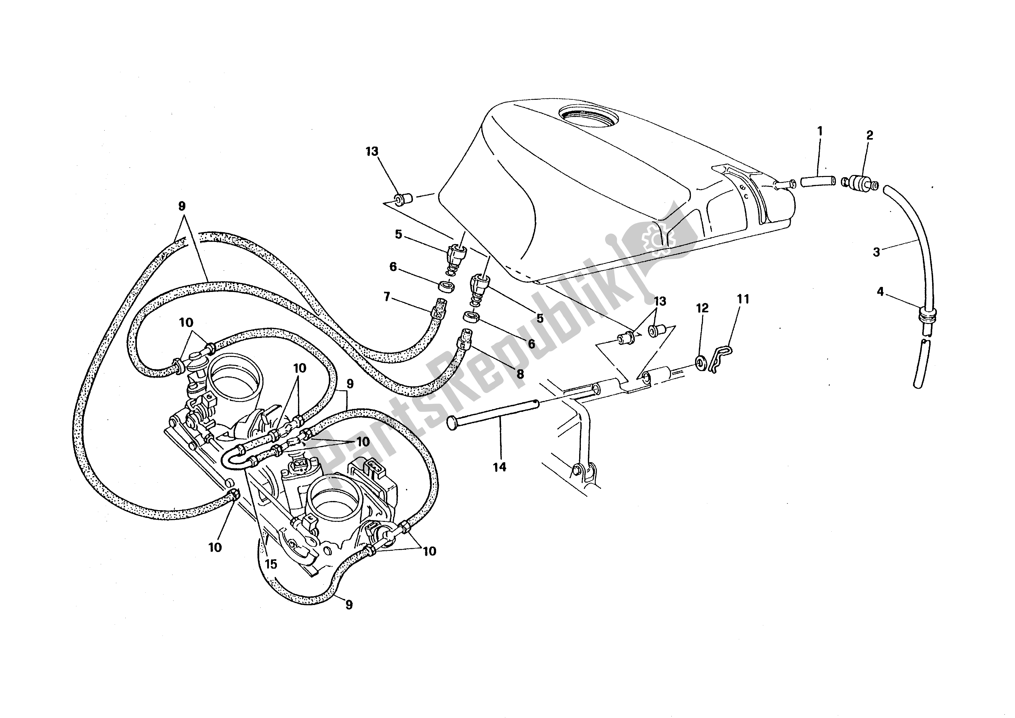 Alle onderdelen voor de Serbatoio Brandstoftank van de Ducati 888 1994