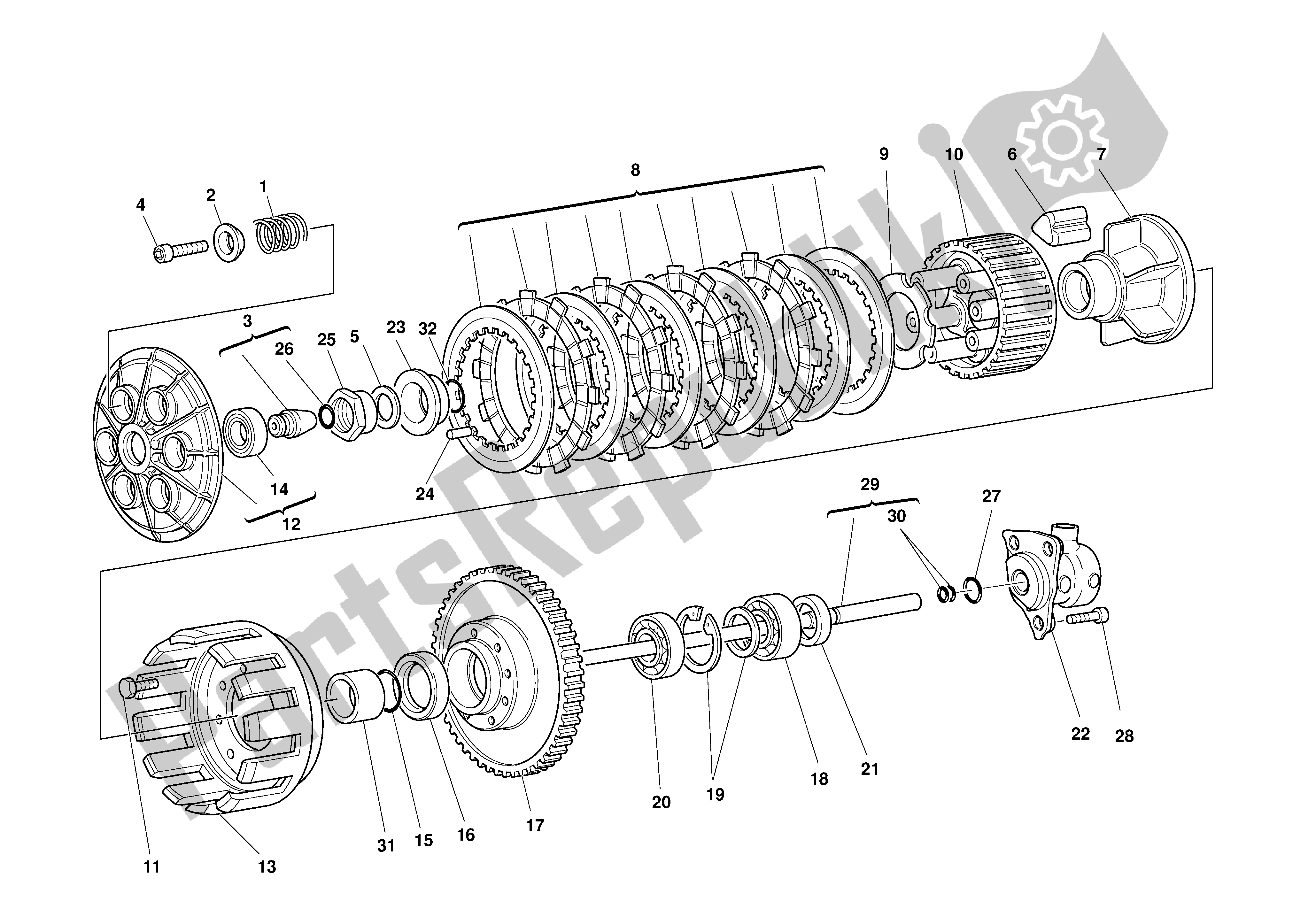All parts for the Clutch of the Ducati 748 2001