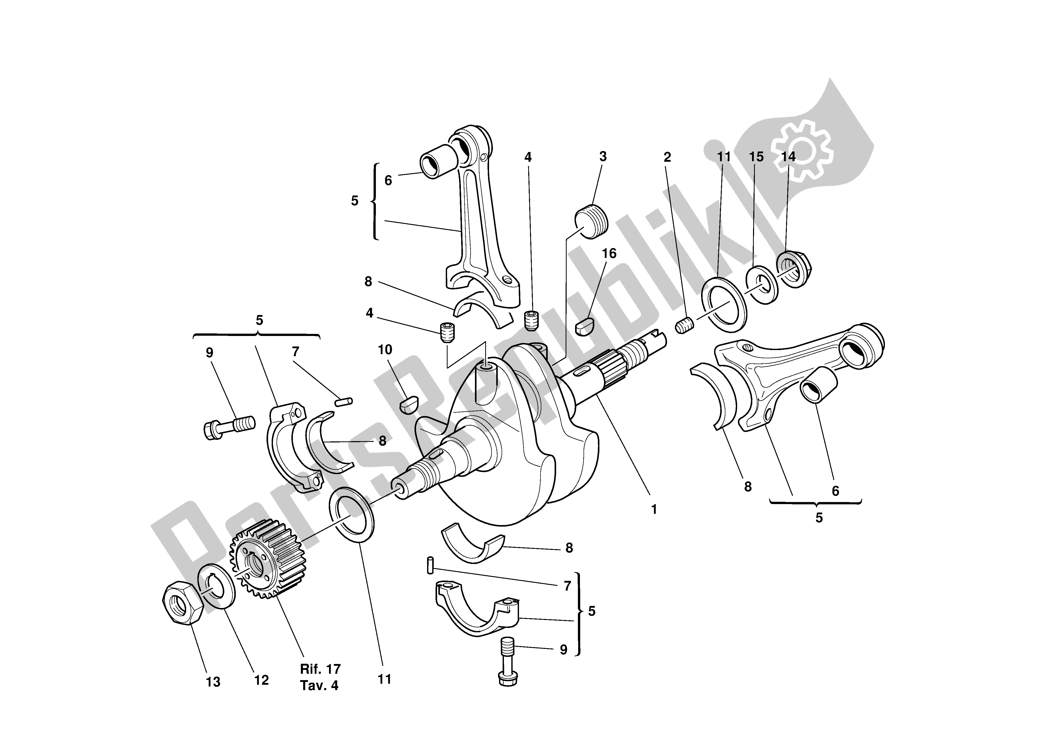 All parts for the Crankshaft of the Ducati 748 2001