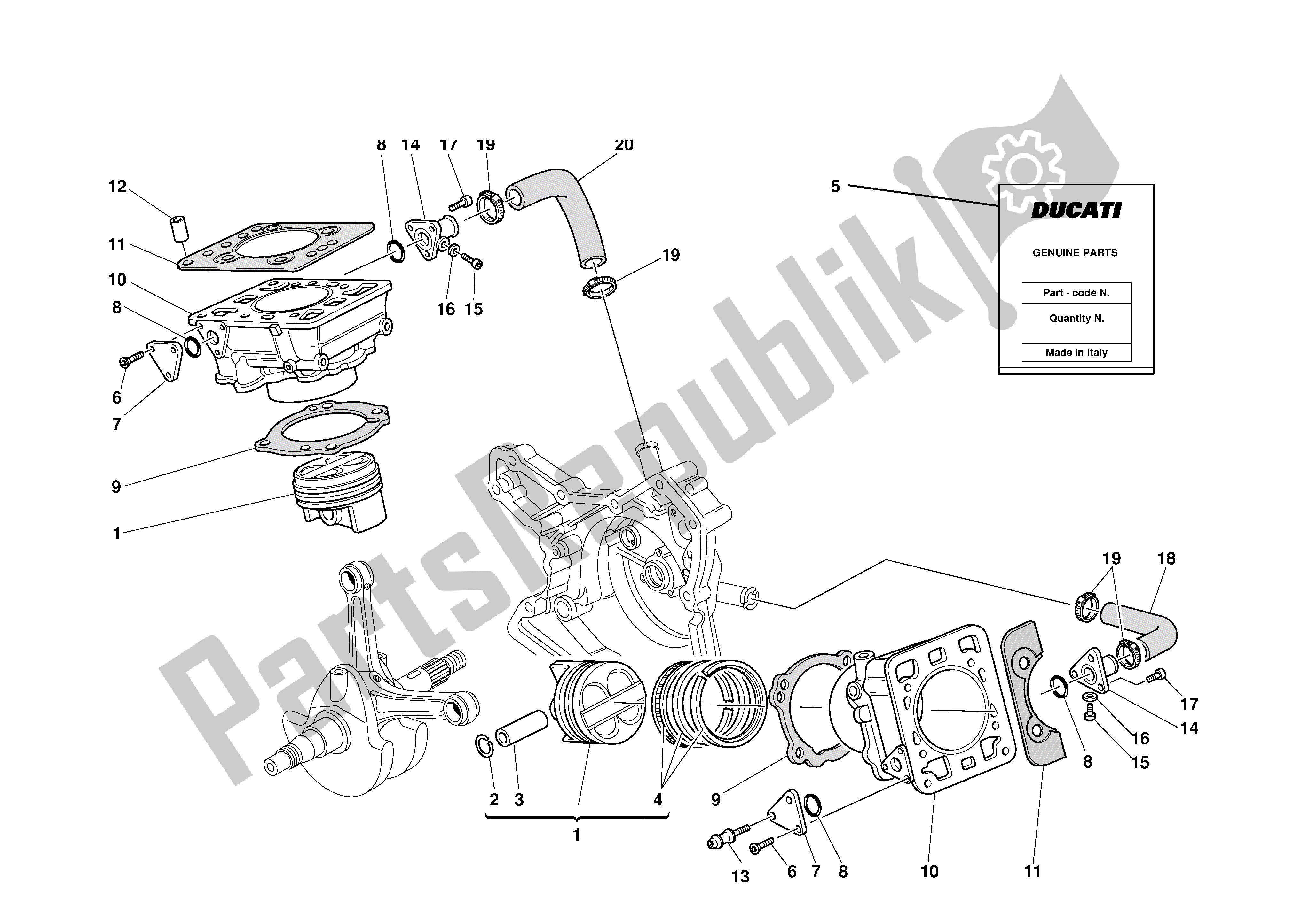 All parts for the Cylinders - Pistons of the Ducati 748 2001