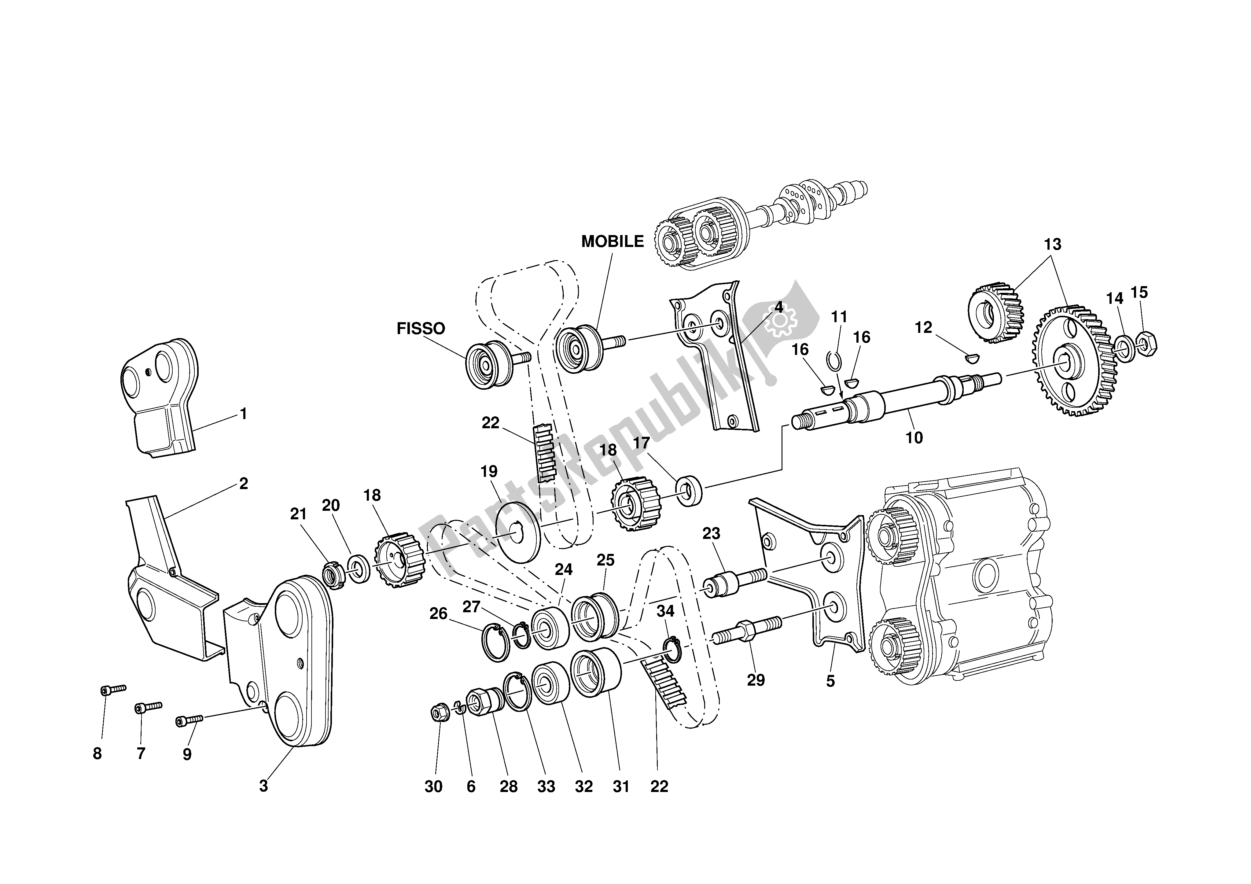 Alle onderdelen voor de Timing van de Ducati 748 2001