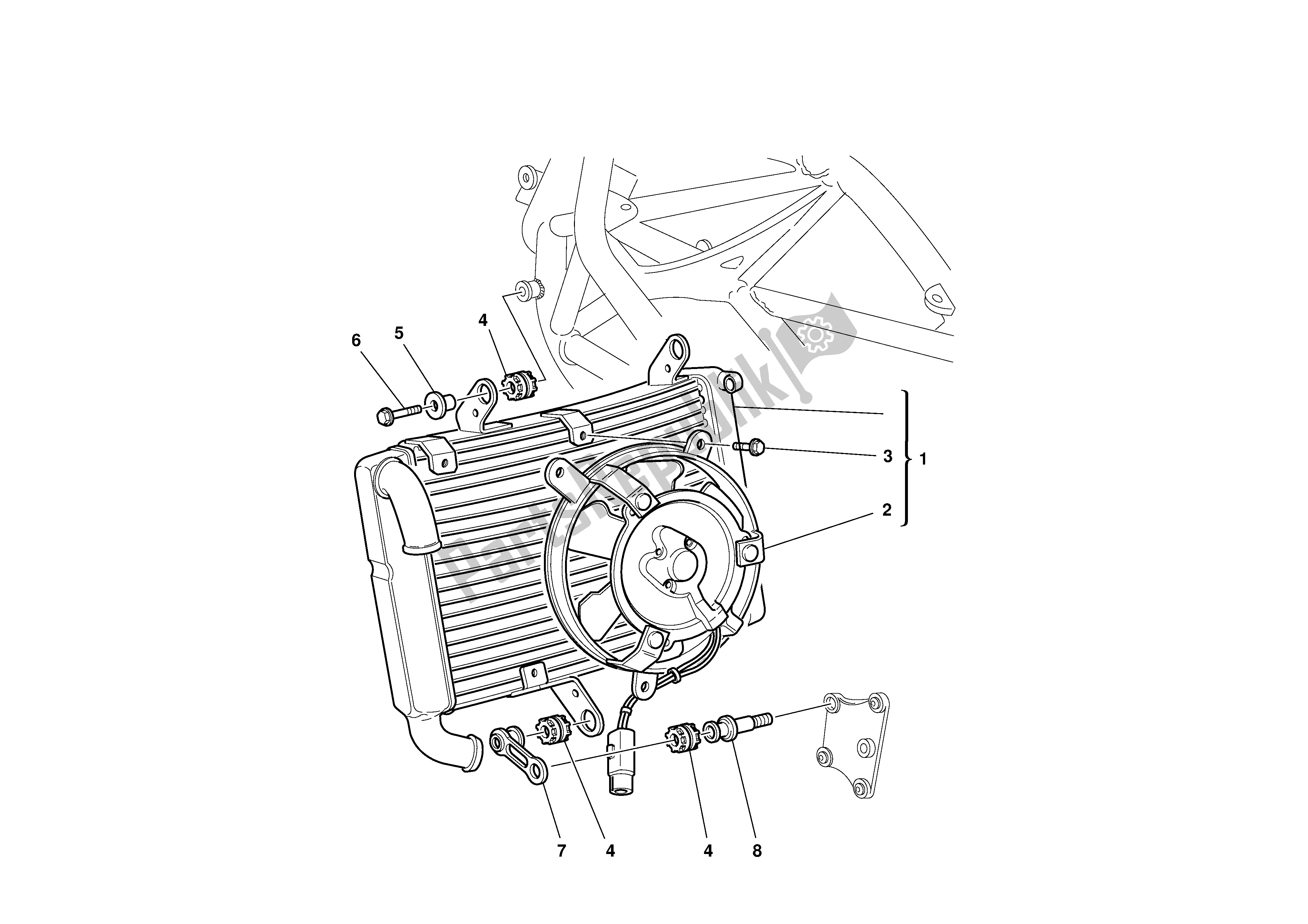 Alle onderdelen voor de Waterradiator Assy van de Ducati 748R 2001
