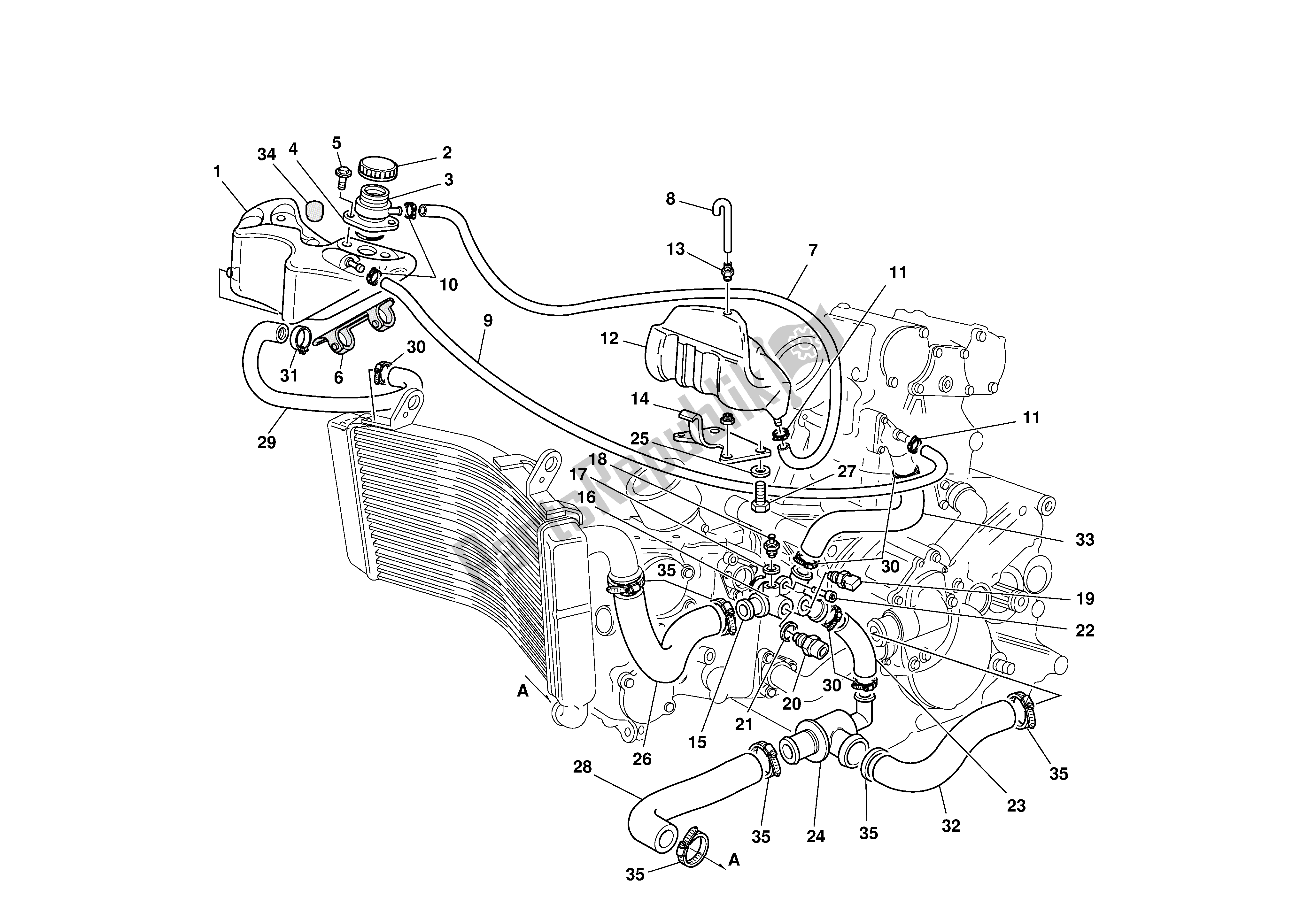 Todas las partes para Circuito De Enfriamiento de Ducati 748R 2001