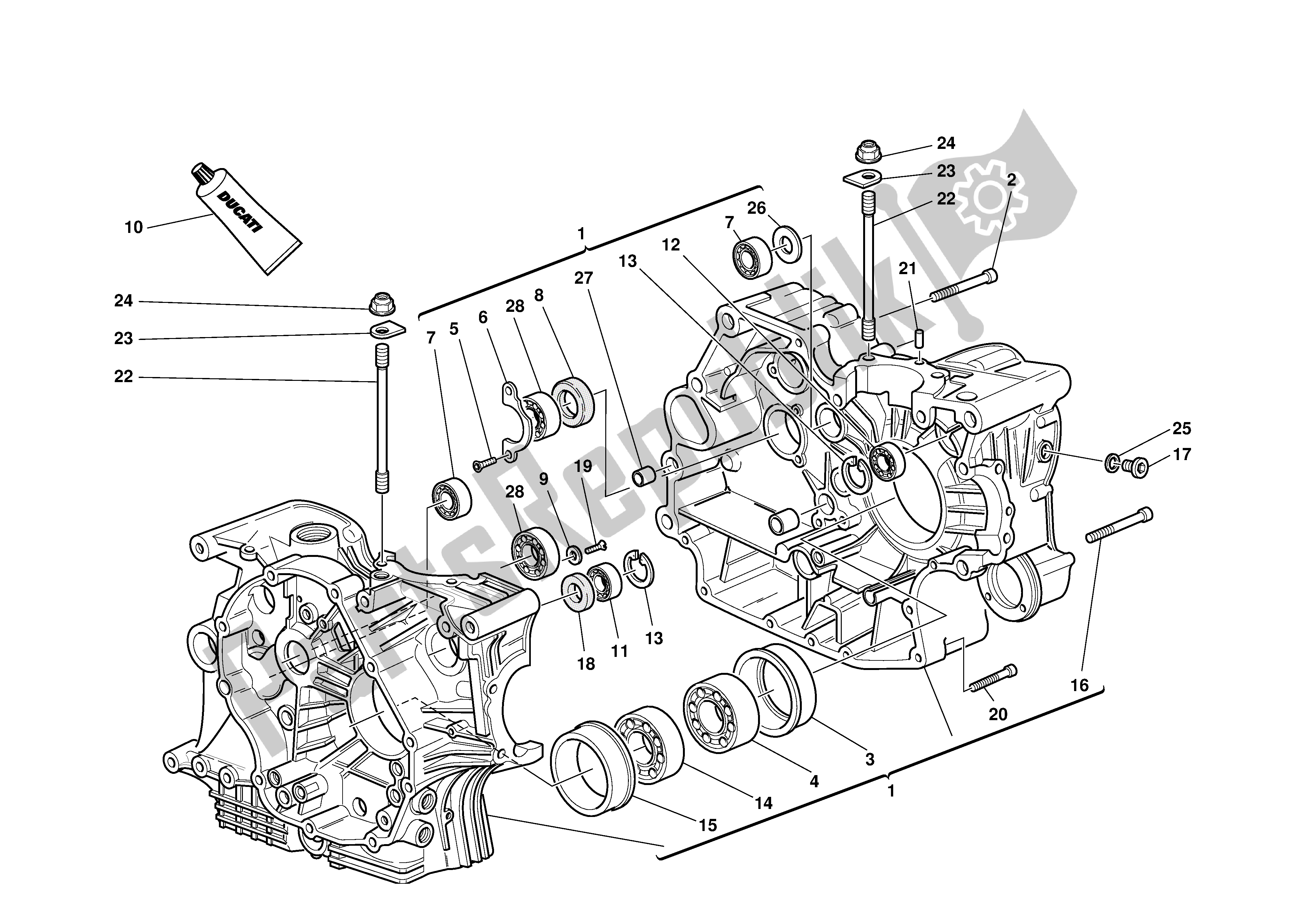 Alle onderdelen voor de Halve Carters van de Ducati 748R 2001
