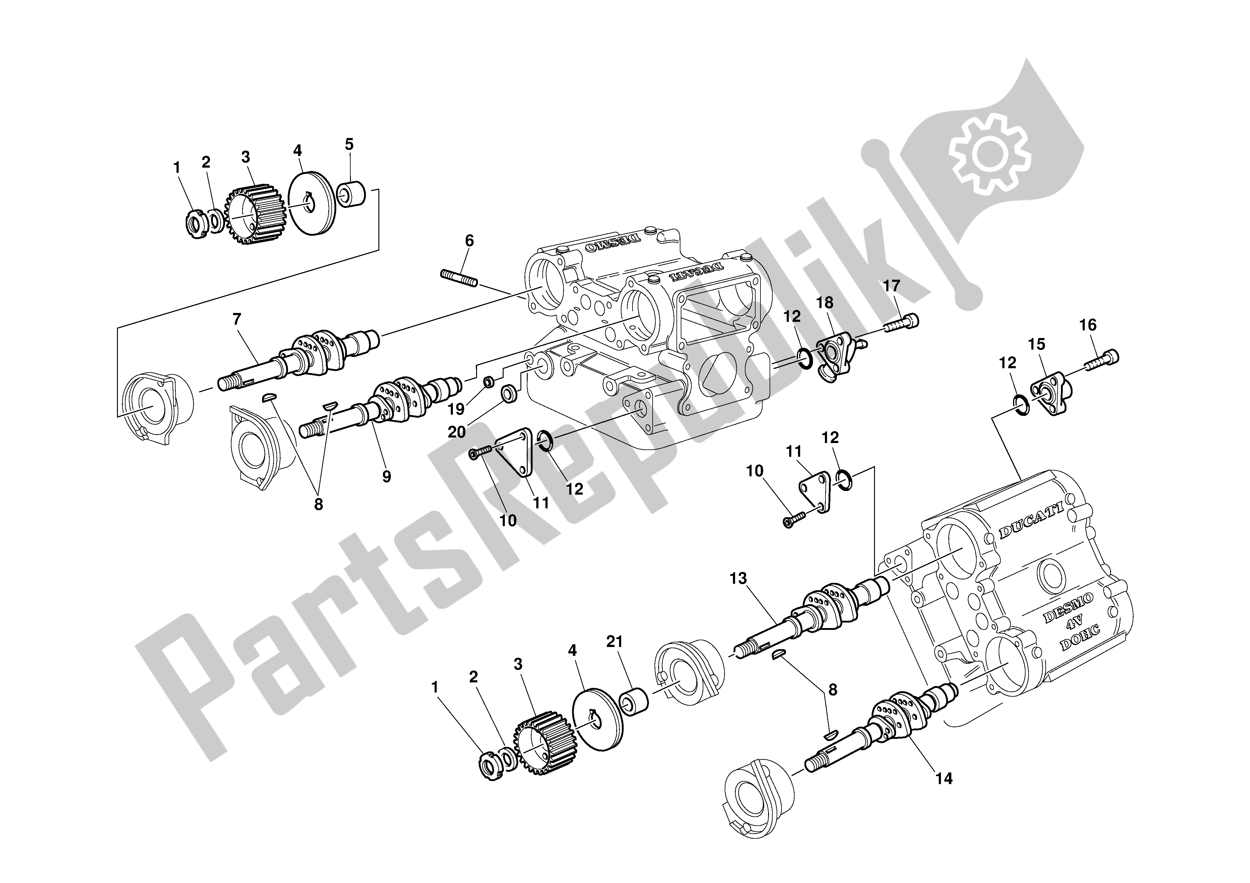 Todas las partes para Cabeza de Ducati 748R 2001