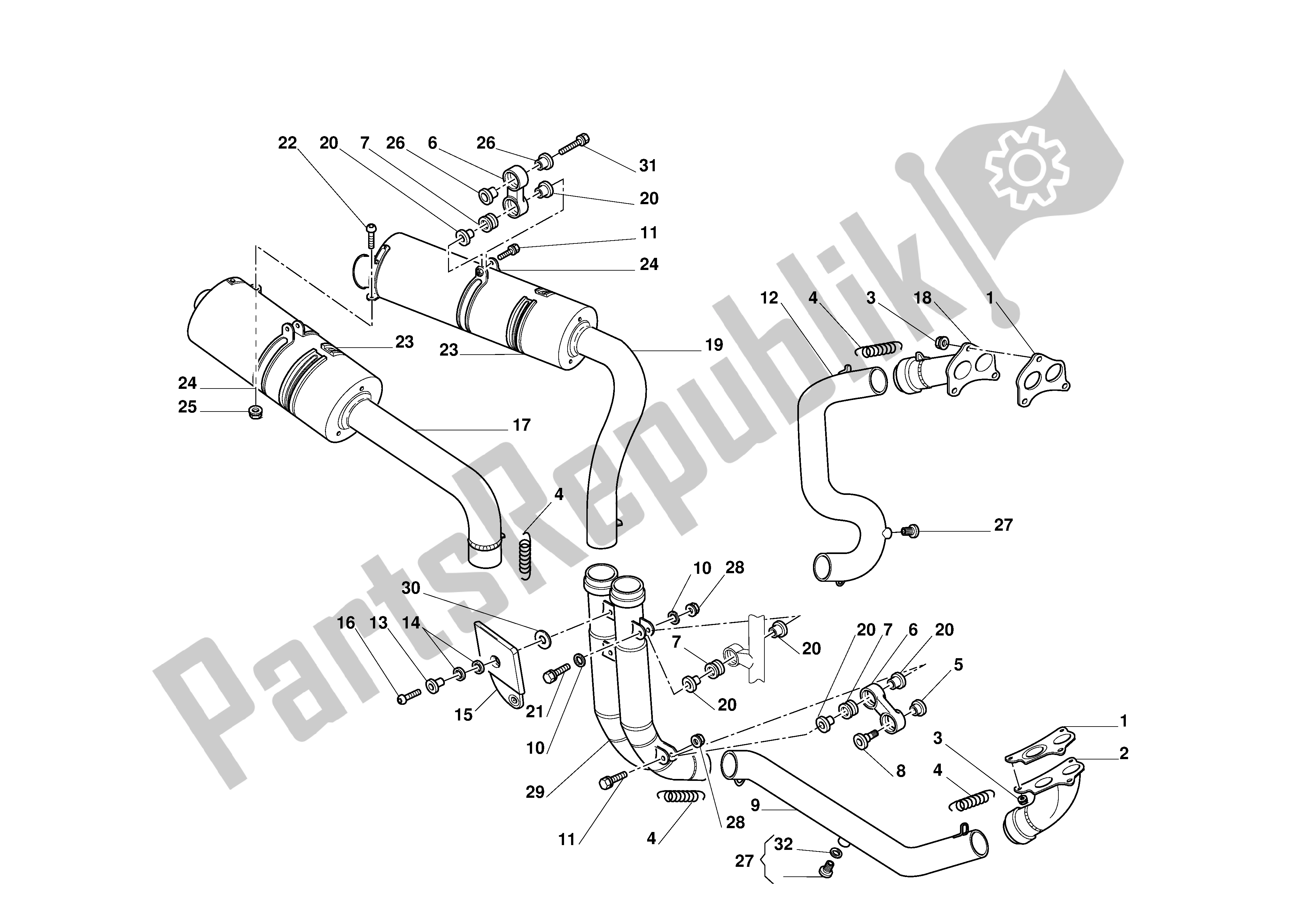 Alle onderdelen voor de Uitlaatsysteem van de Ducati 748R 2001