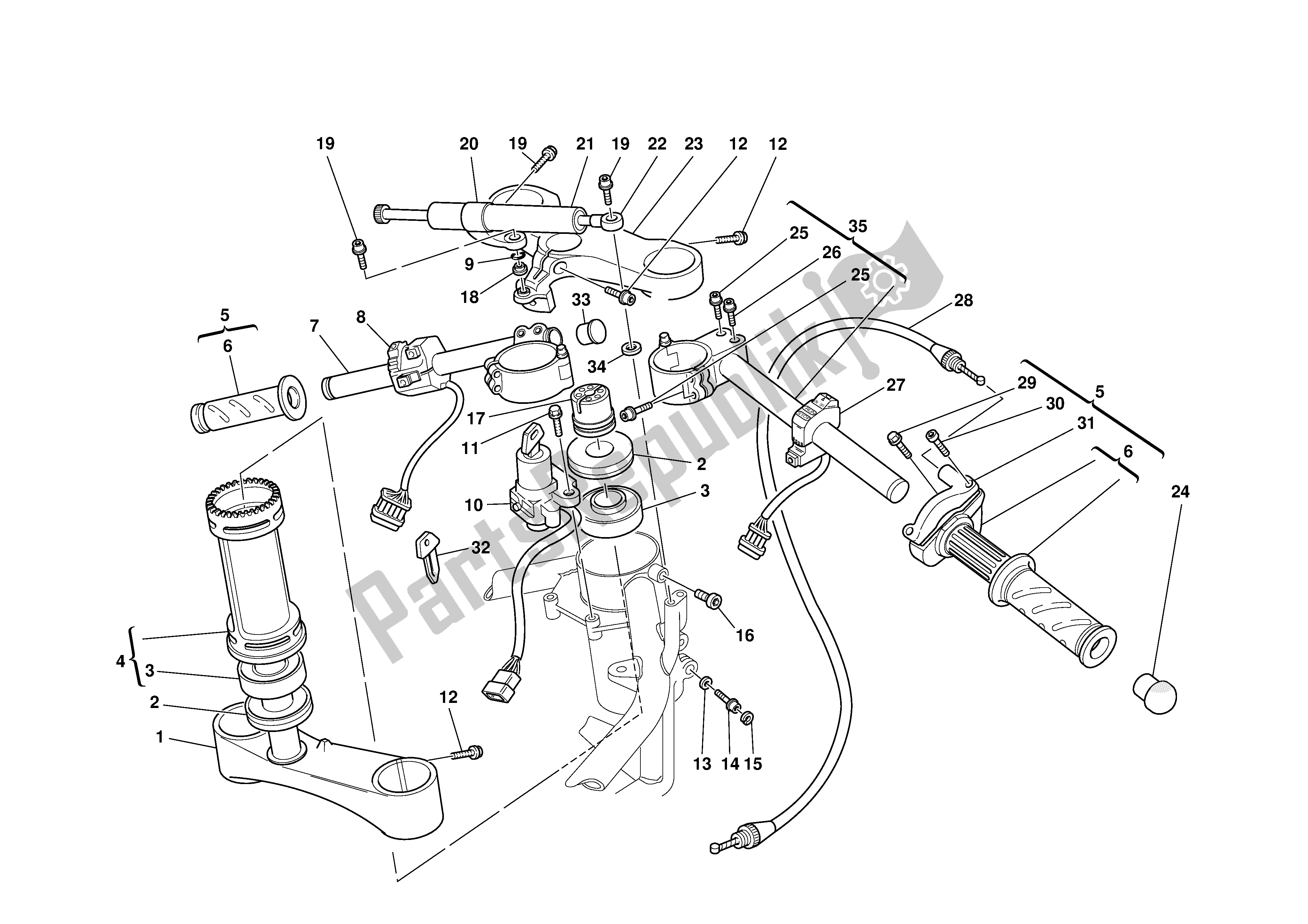 Tutte le parti per il Mezzo Manubrio-ammortizzatore-assorbitore del Ducati 748R 2001