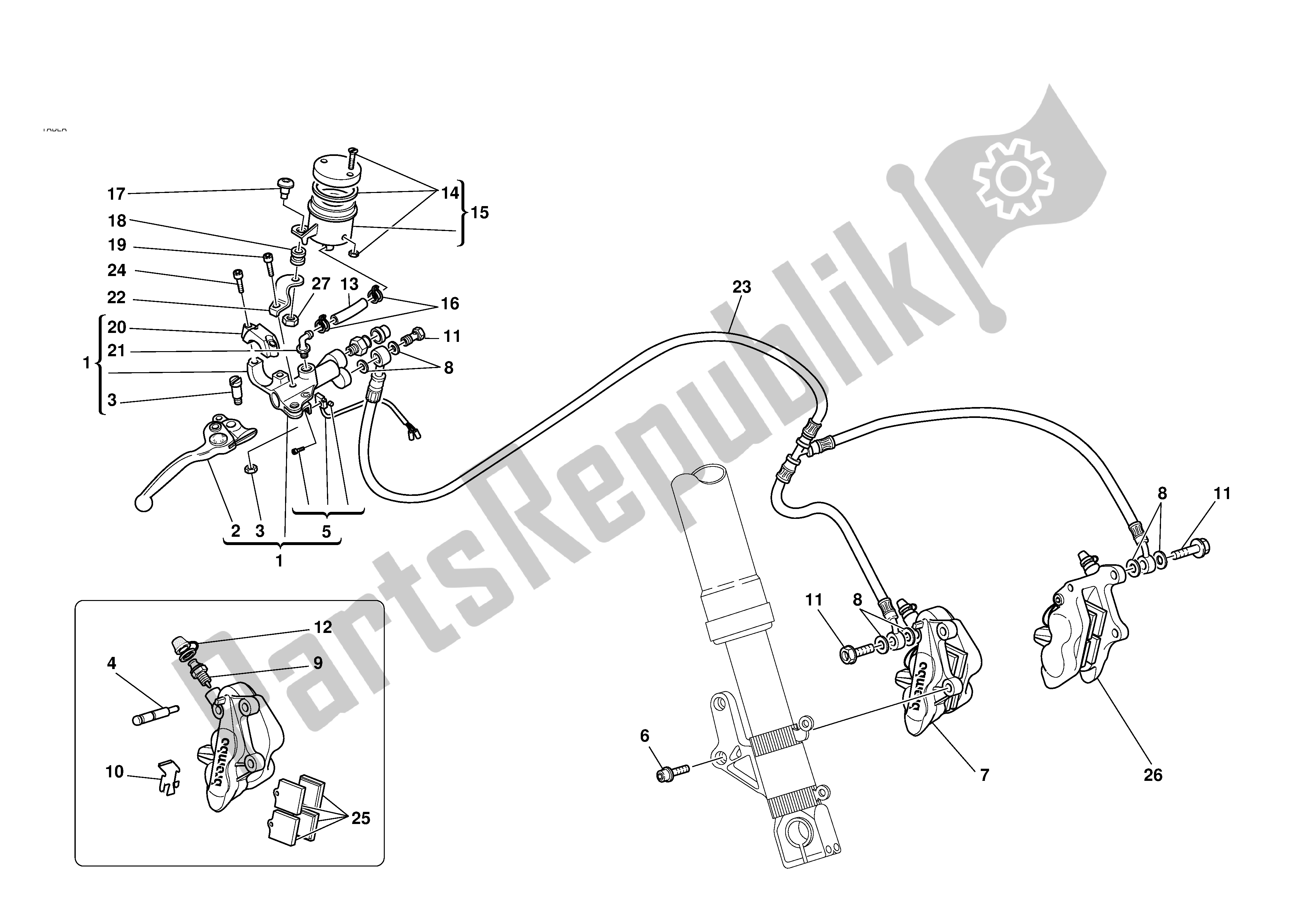 Todas las partes para Freno Hidráulico Delantero de Ducati 996R 2001