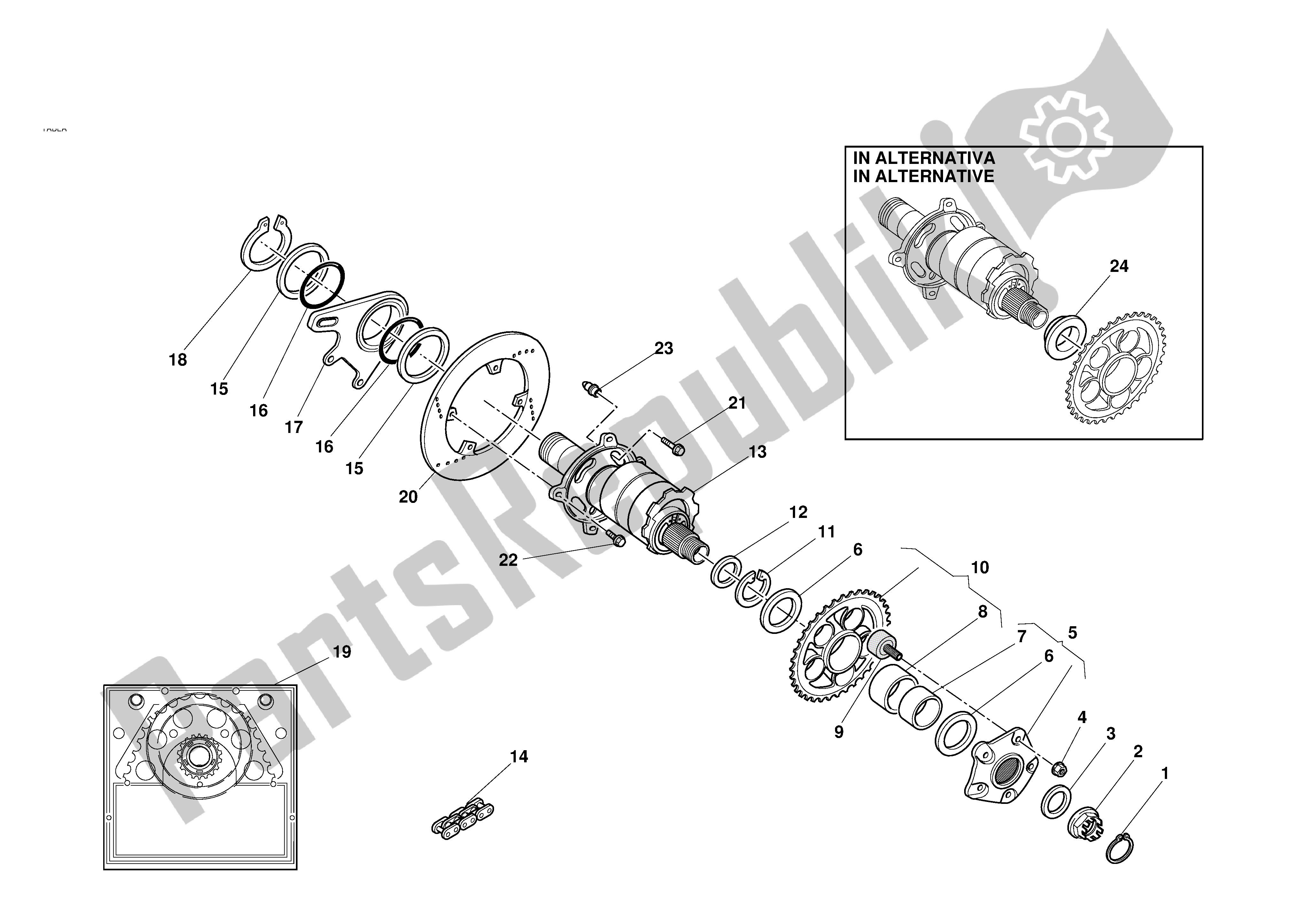 Tutte le parti per il Perno Ruota Posteriore del Ducati 996R 2001