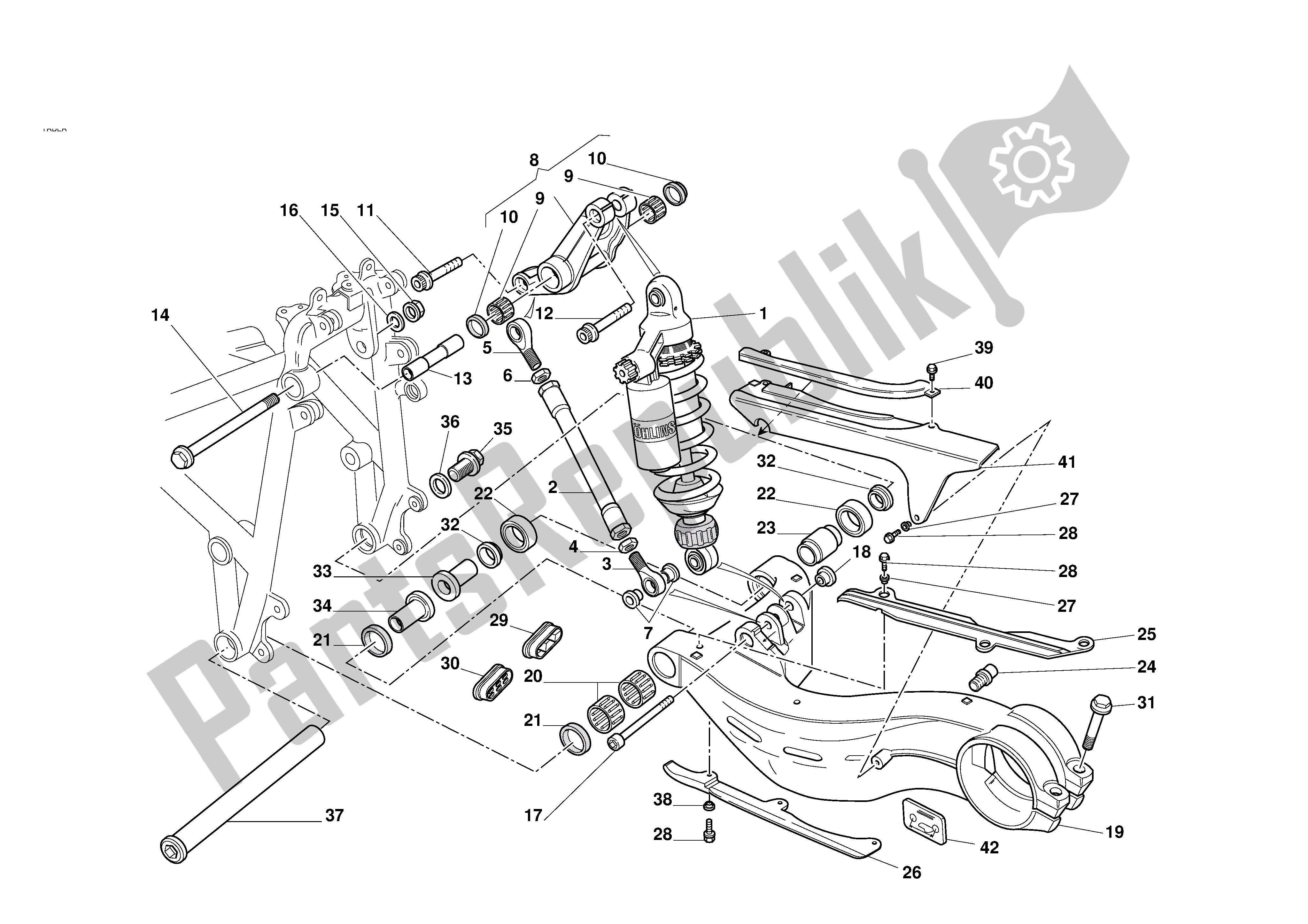 Todas las partes para Suspensión Trasera de Ducati 996R 2001