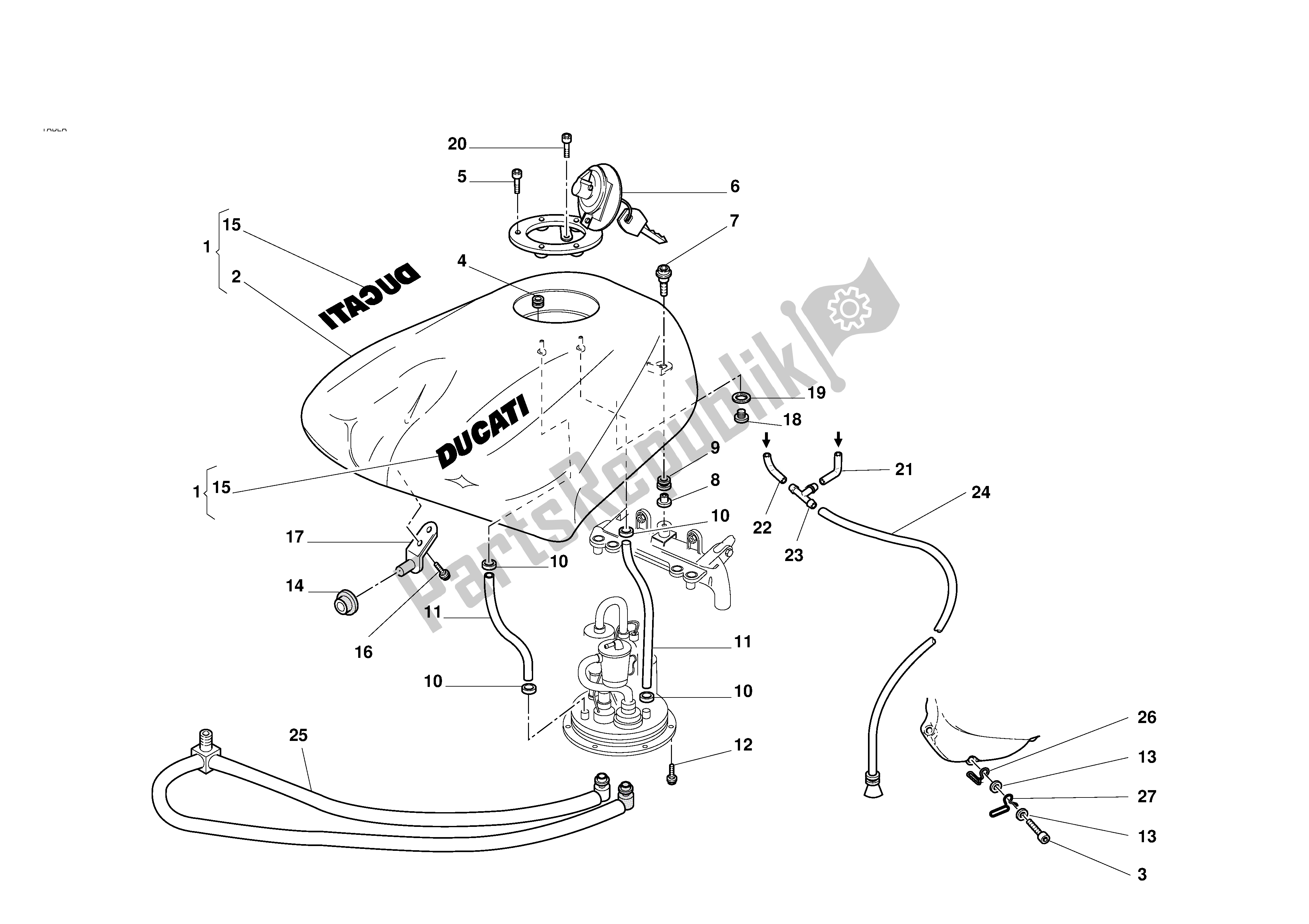 Todas las partes para Depósito De Combustible de Ducati 996R 2001