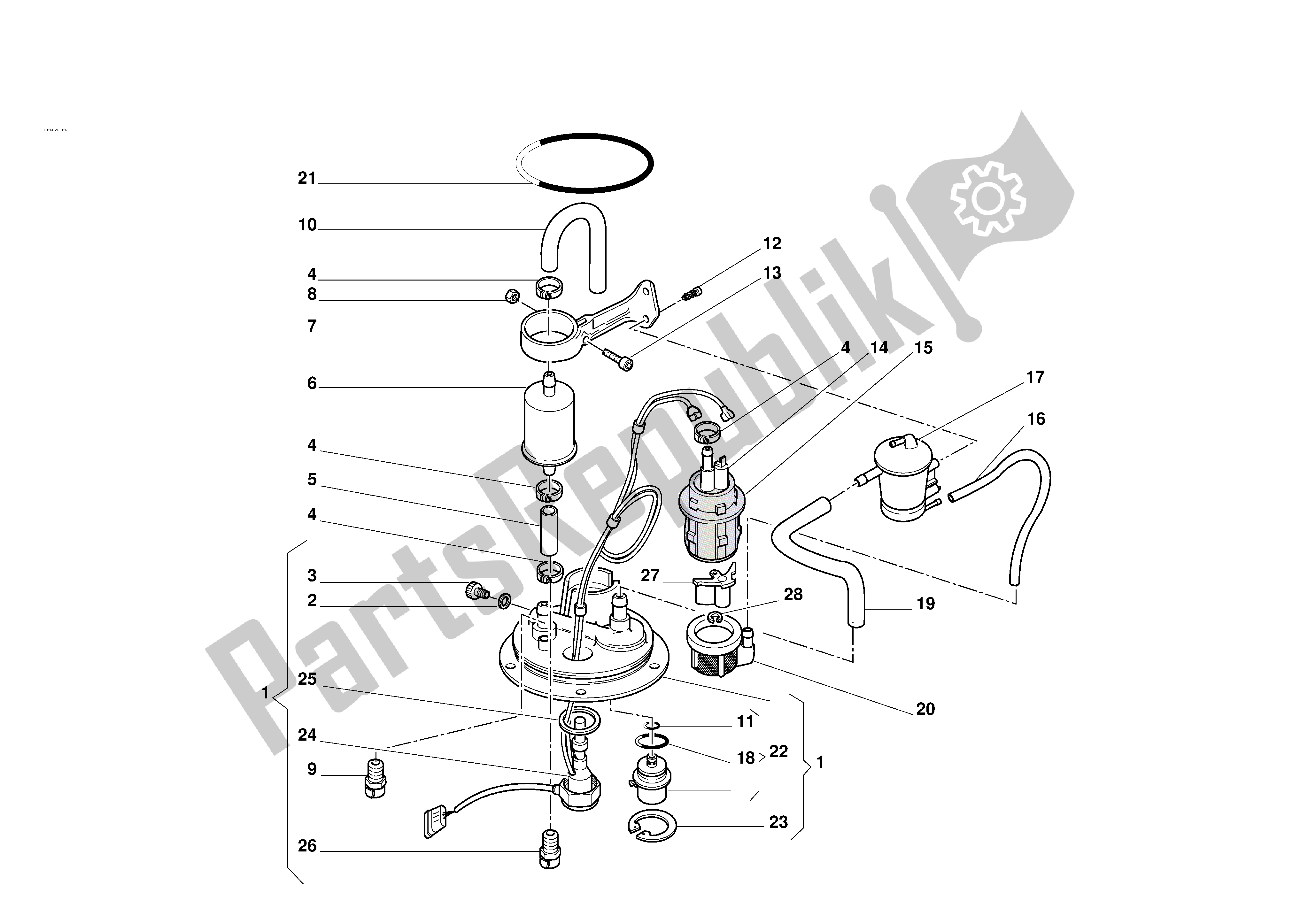 Todas las partes para Sistema De Combustible de Ducati 996R 2001